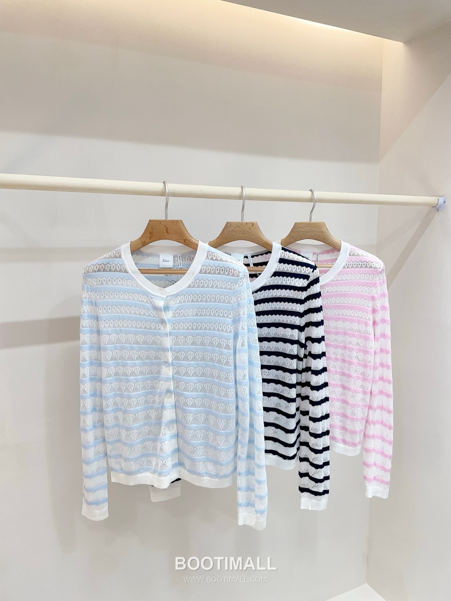 디올 2026SS 레이스니트 마리니에르 스트라이프 슬림핏 브이넥 긴팔 가디건 Dior 2026 SS Lace Knit Mariniere Stripe Slim Fit V Neck Long Sleeve Cardigan 1