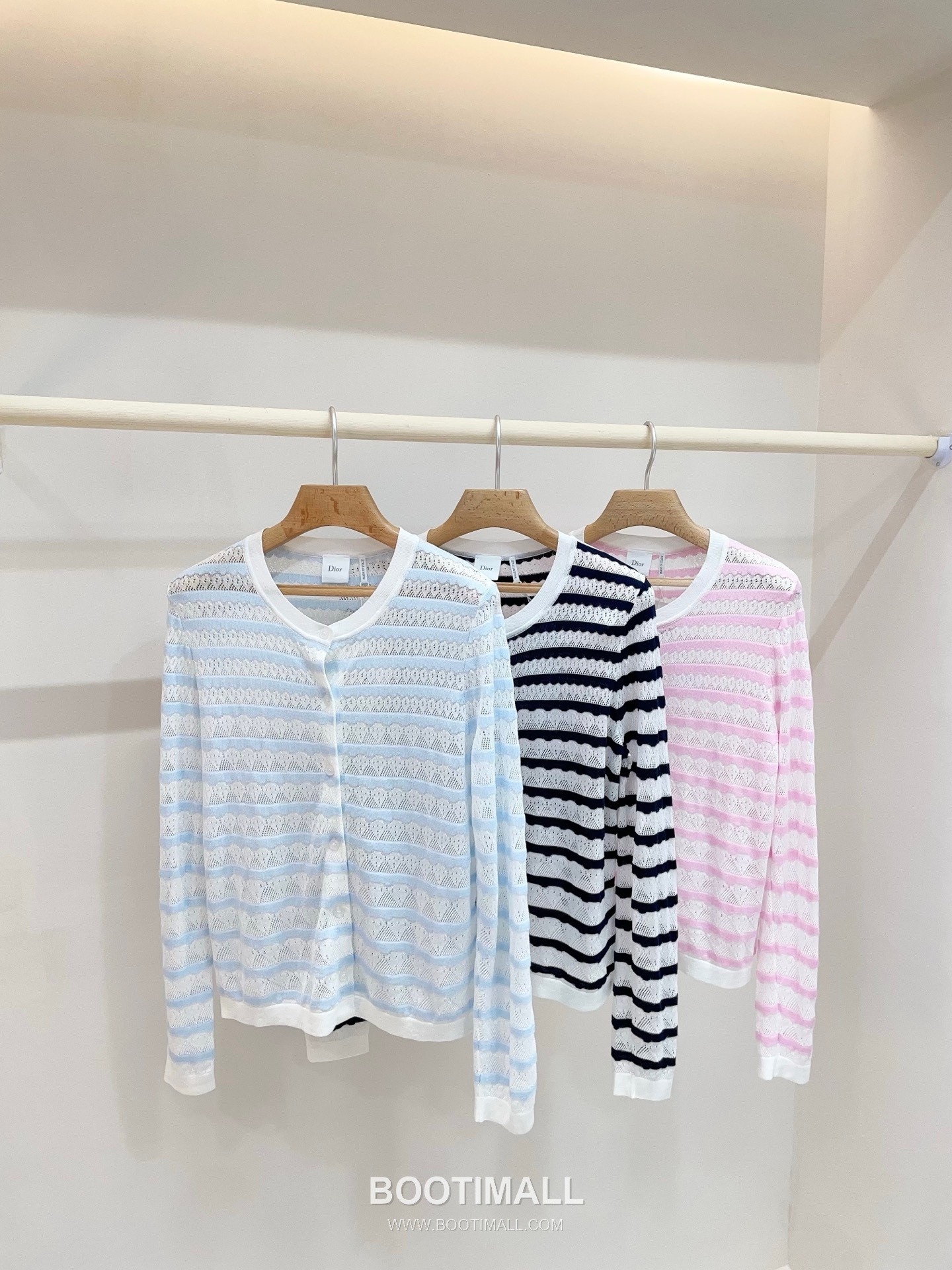 디올 2026SS 레이스니트 마리니에르 스트라이프 슬림핏 브이넥 긴팔 가디건 Dior 2026 SS Lace Knit Mariniere Stripe Slim Fit V Neck Long Sleeve Cardigan 2