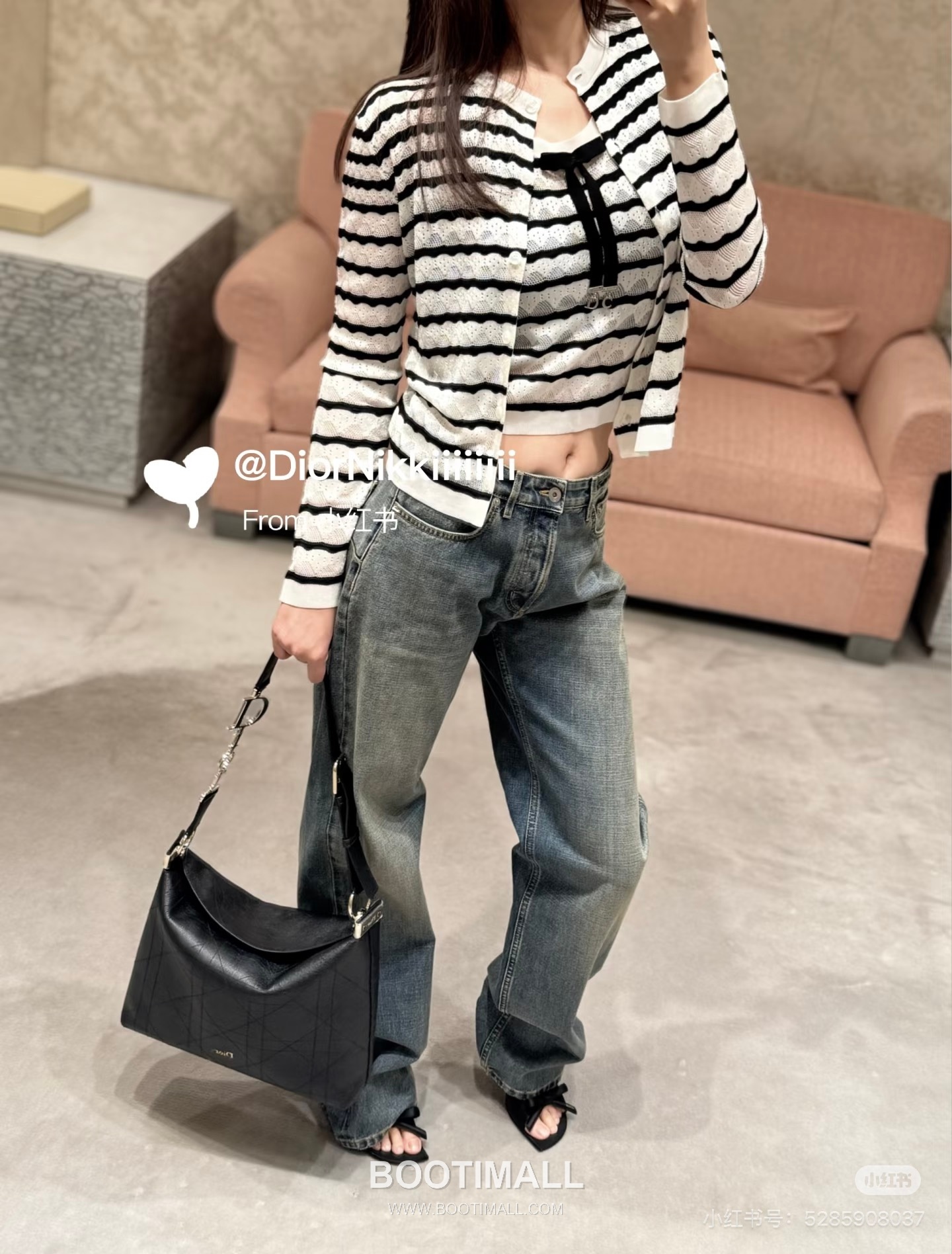 디올 2026SS 레이스니트 마리니에르 스트라이프 슬림핏 브이넥 긴팔 가디건 Dior 2026 SS Lace Knit Mariniere Stripe Slim Fit V Neck Long Sleeve Cardigan 3