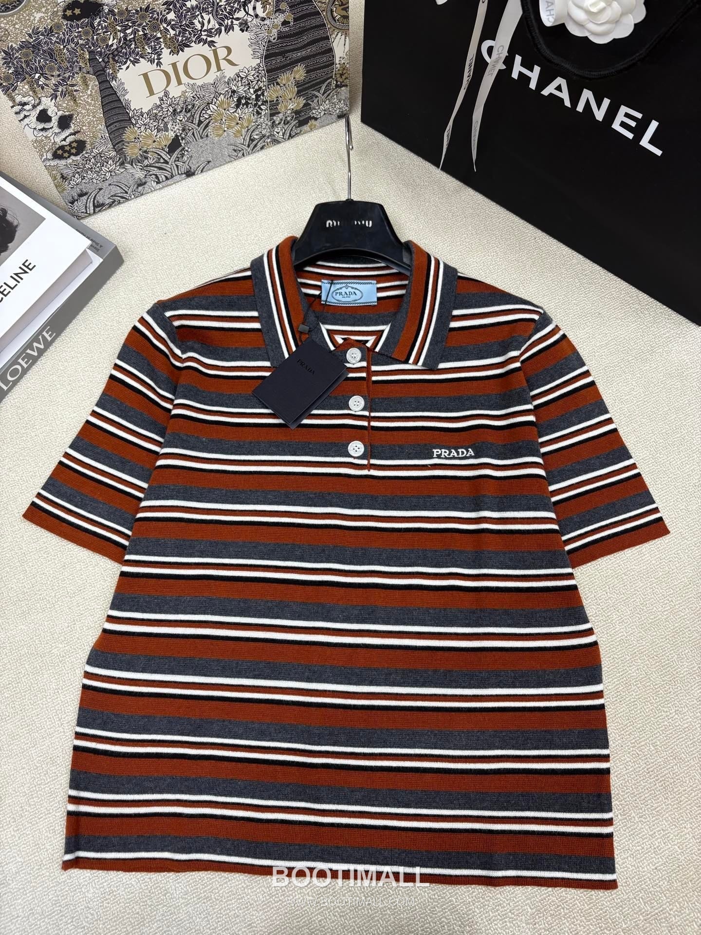 디올 2026SS 울코튼 혼방 스트라이프 로고자수 슬림핏 폴로 반팔 니트 Dior 2026 SS Wool Cotton Blend Stripe Logo Embroidered Slim Fit Polo Short Sleeve Knit 5