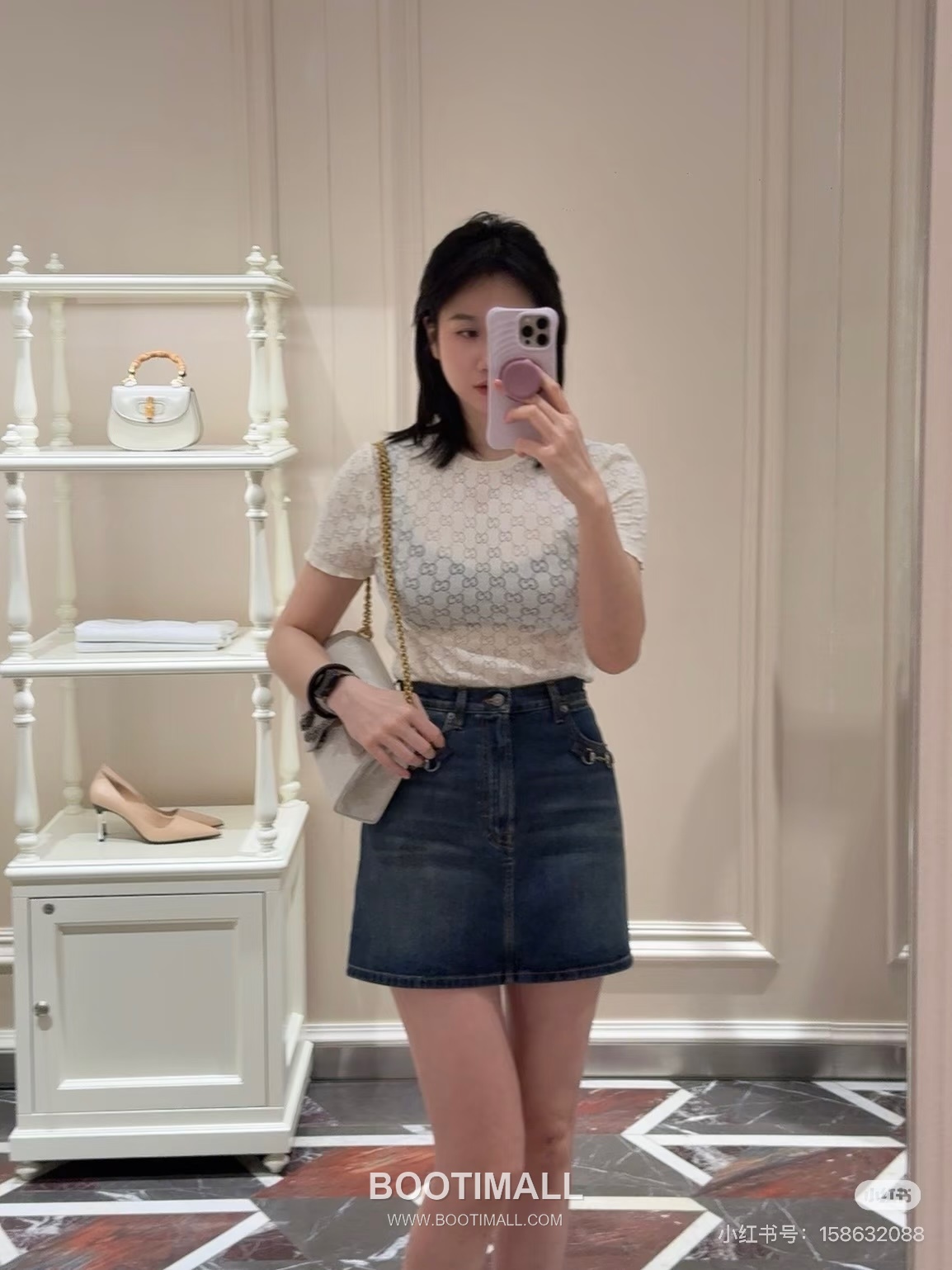 구찌 2026SS 코튼 데님 홀스빗 장식 하이웨스트 미니 스커트 Gucci 2026 SS Cotton Denim Horsebit Detail High Waist Mini Skirt 7