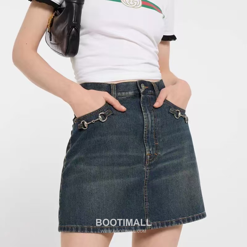 구찌 2026SS 코튼 데님 홀스빗 장식 하이웨스트 미니 스커트 Gucci 2026 SS Cotton Denim Horsebit Detail High Waist Mini Skirt 21