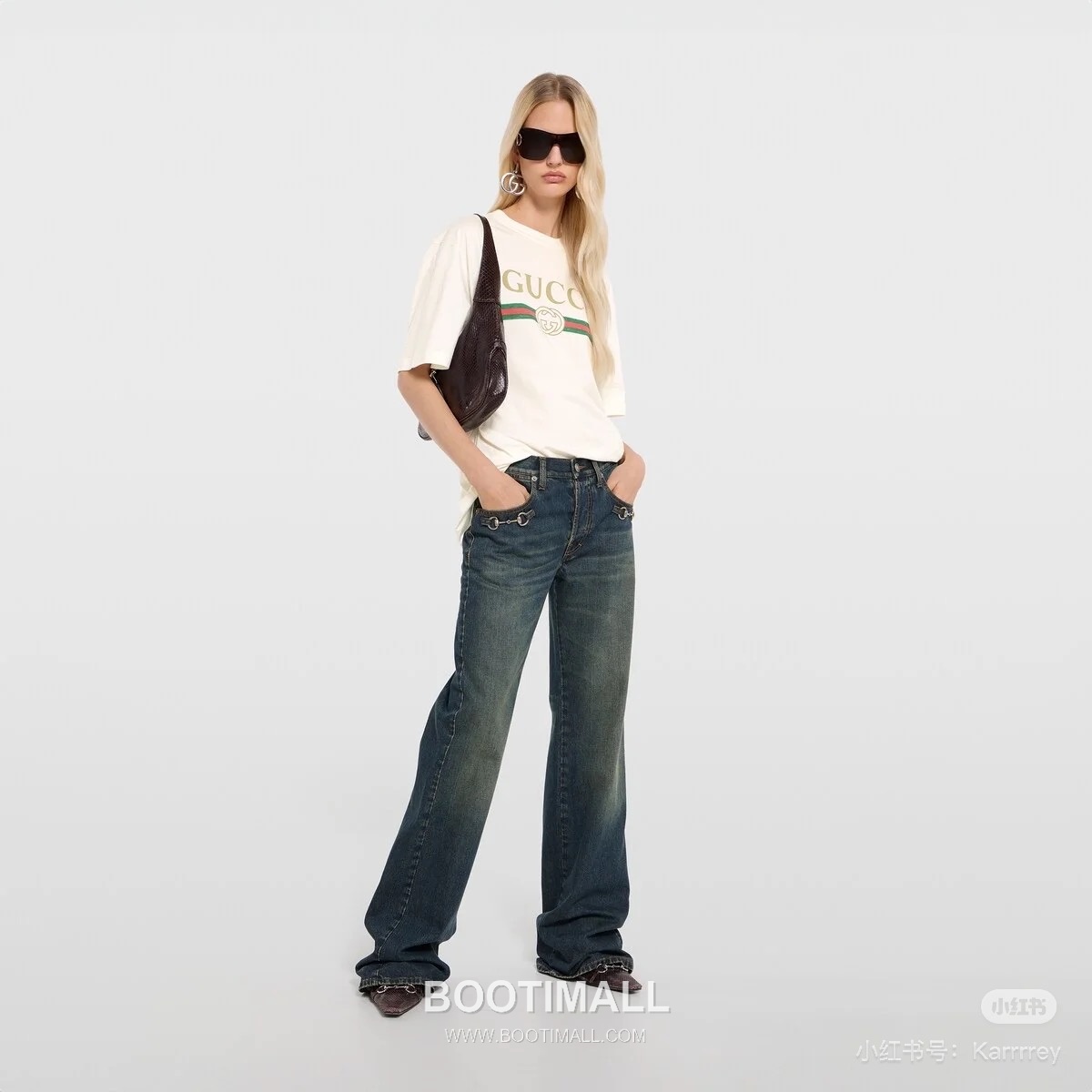 구찌 2026SS 코튼 데님 홀스빗 장식 로우라이즈 세미와이드 스트레이트핏 롱팬츠 Gucci 2026 SS Cotton Denim Horsebit Detail Low Rise Semi Wide Straight Fit Long Pants 2