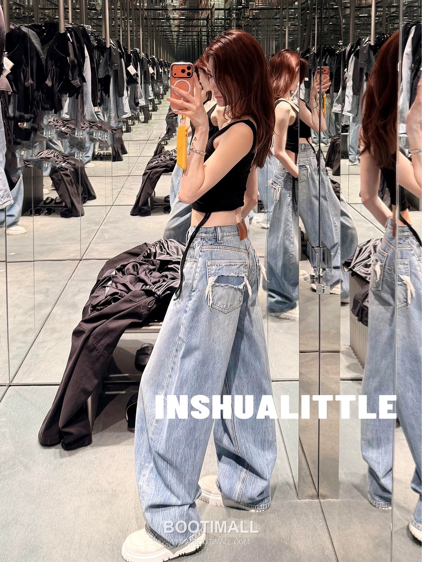 발렌시아가 2026SS 코튼 데님 디스트로이드 로고엠보싱 와이드핏 스트레이트 롱팬츠 Balenciaga 2026 SS Cotton Denim Distressed Logo Embossed Wide Fit Straight Long Pants 4