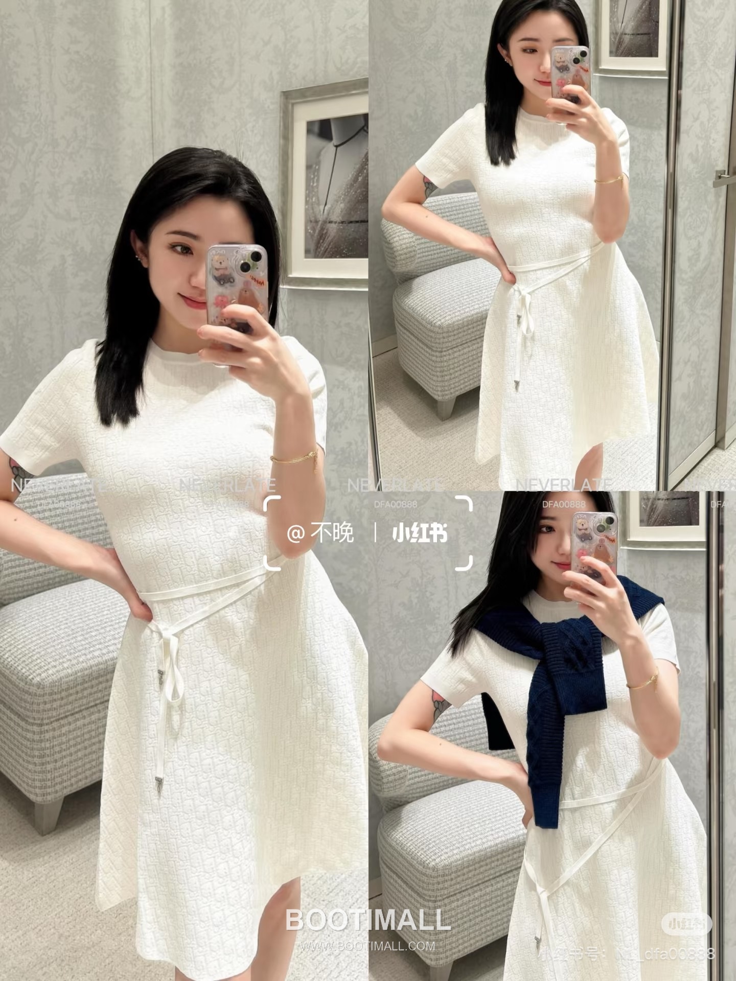 디올 2026SS 울혼방 오블리크 자카드 로고 슬림핏 A라인 반팔 니트 원피스 Dior 2026 SS Wool Blend Oblique Jacquard Logo Slim Fit A Line Short Sleeve Knit Dress 2