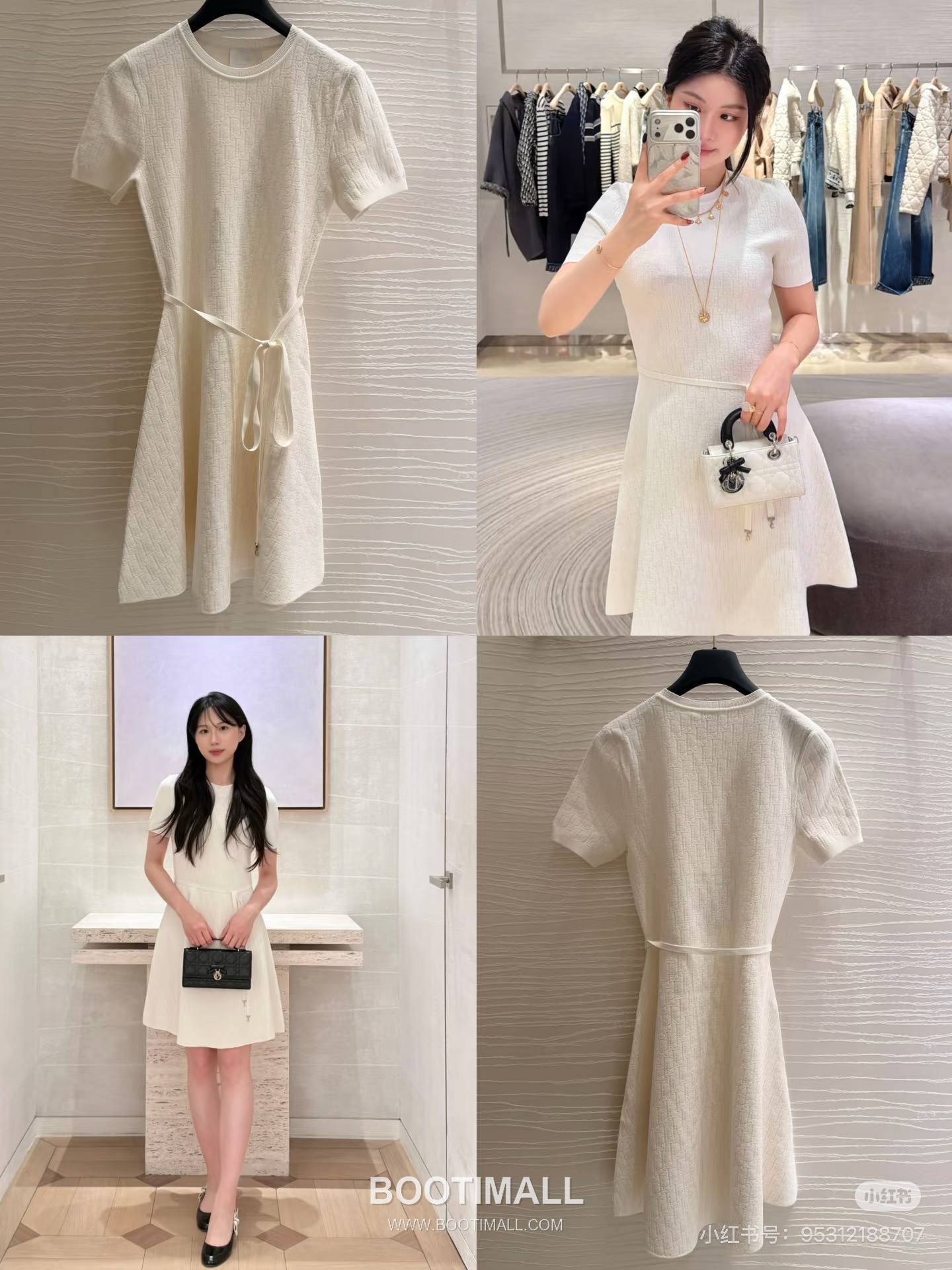 디올 2026SS 울혼방 오블리크 자카드 로고 슬림핏 A라인 반팔 니트 원피스 Dior 2026 SS Wool Blend Oblique Jacquard Logo Slim Fit A Line Short Sleeve Knit Dress 3