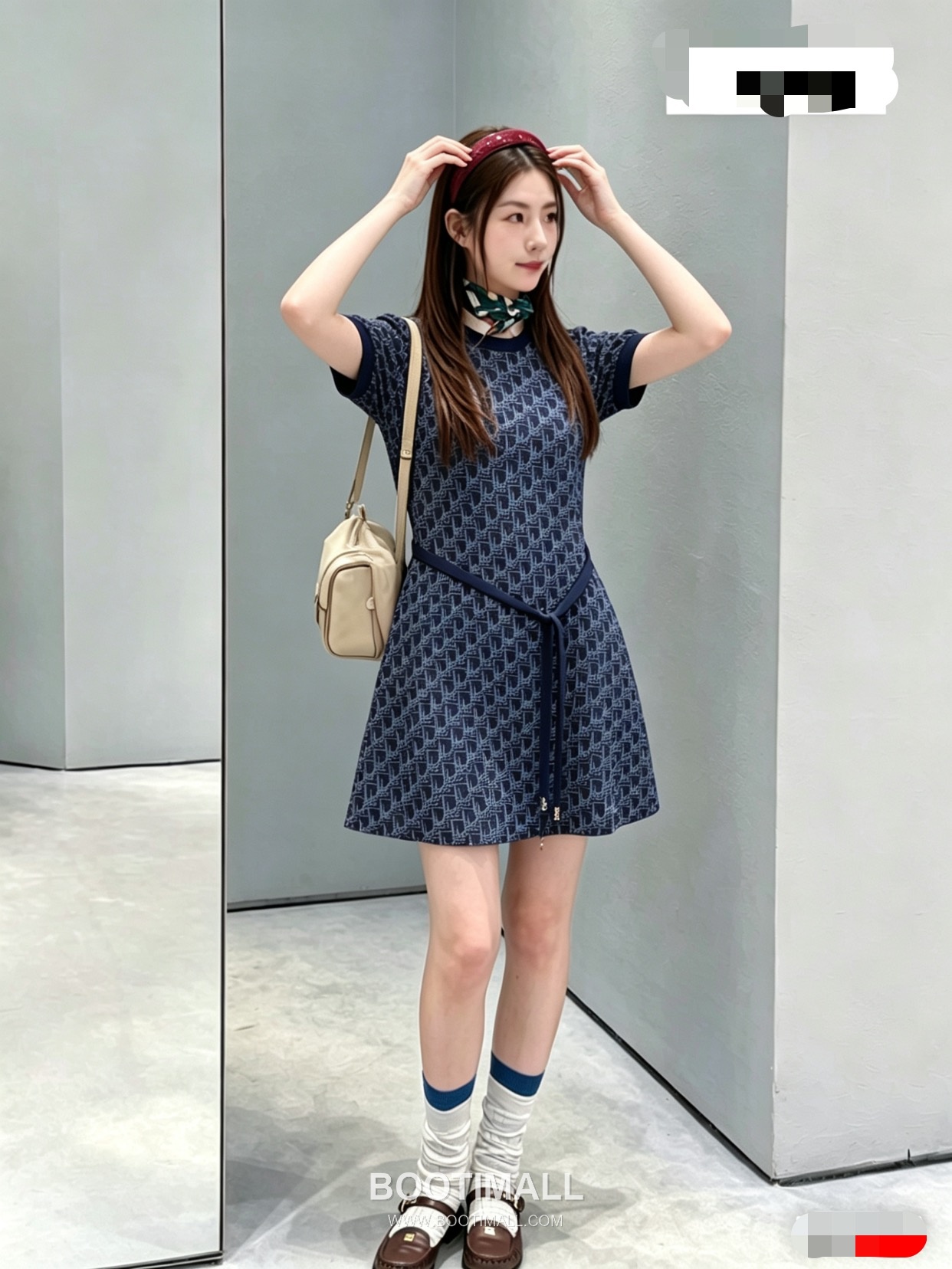 디올 2026SS 울혼방 오블리크 자카드 로고 슬림핏 A라인 반팔 니트 원피스 Dior 2026 SS Wool Blend Oblique Jacquard Logo Slim Fit A Line Short Sleeve Knit Dress 2