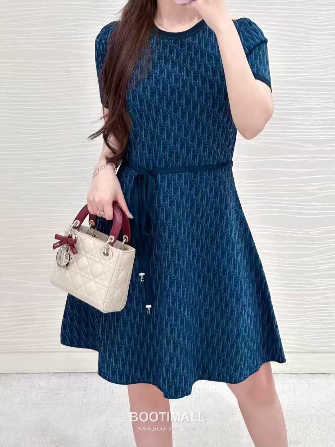 디올 2026SS 울혼방 오블리크 자카드 로고 슬림핏 A라인 반팔 니트 원피스 Dior 2026 SS Wool Blend Oblique Jacquard Logo Slim Fit A Line Short Sleeve Knit Dress 6