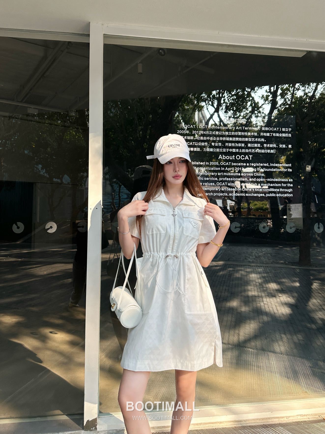 프라다 2026SS 리나일론 삼각자카드 로고 하프집업 폴로카라 A라인 반팔 원피스 Prada 2026 SS Re Nylon Triangle Jacquard Logo Half Zip Polo Collar A Line Short Sleeve Dress 9