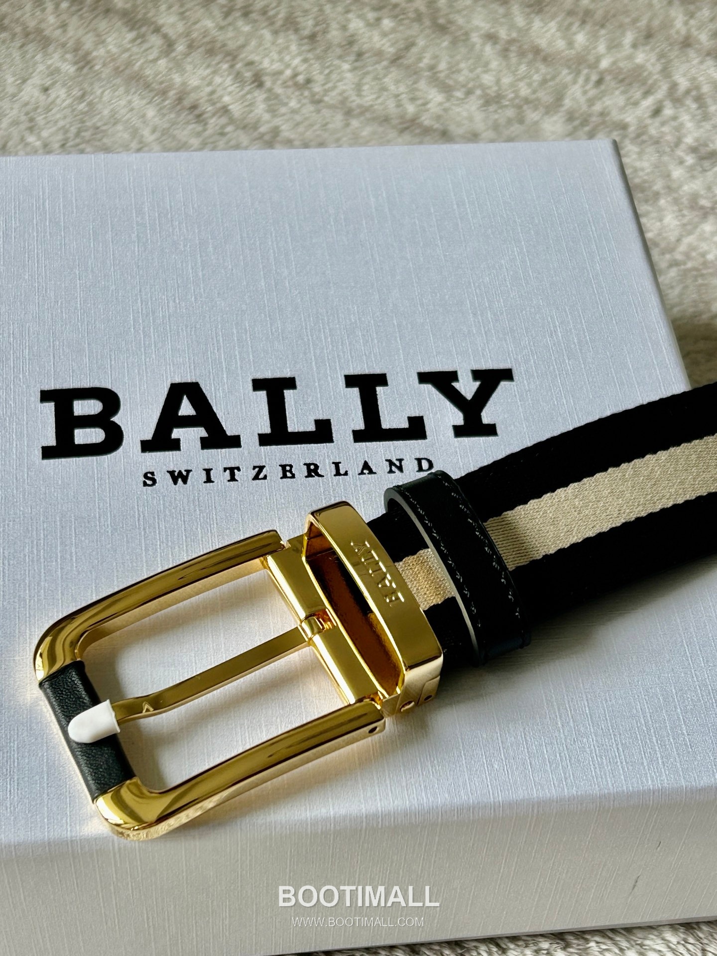 발리 캔버스 레더트리밍 트레인스트라이프 캐주얼 벨트 Bally 2026 SS Canvas Leather Trim Train Stripe Casual Belt 3.4cm 2