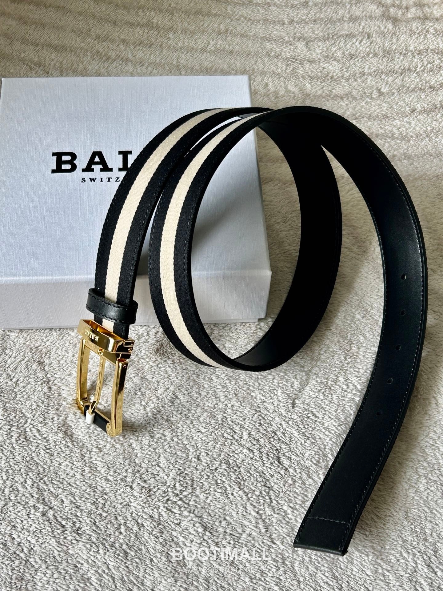 발리 캔버스 레더트리밍 트레인스트라이프 캐주얼 벨트 Bally 2026 SS Canvas Leather Trim Train Stripe Casual Belt 3.4cm 4