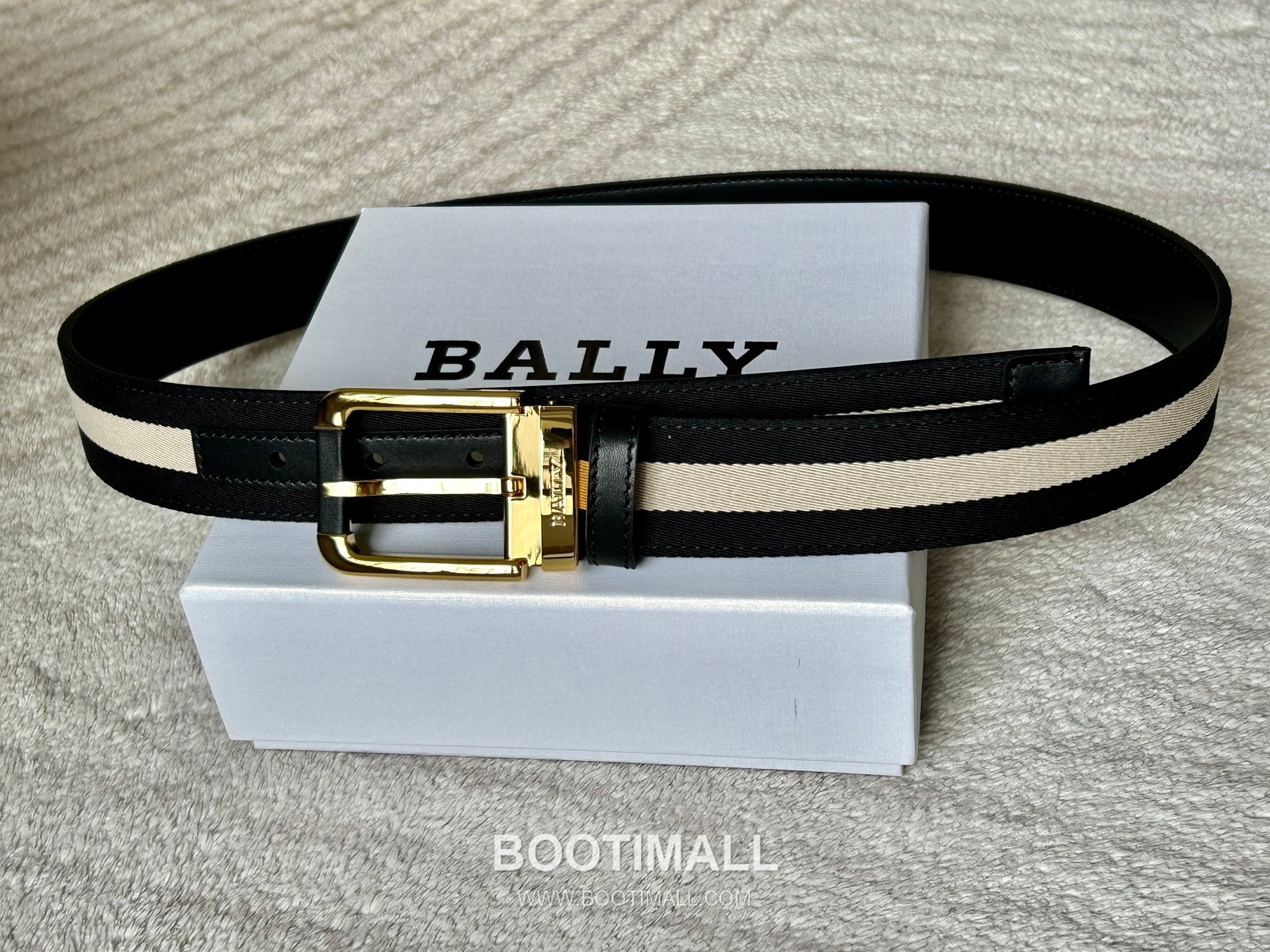 발리 캔버스 레더트리밍 트레인스트라이프 캐주얼 벨트 Bally 2026 SS Canvas Leather Trim Train Stripe Casual Belt 3.4cm 5