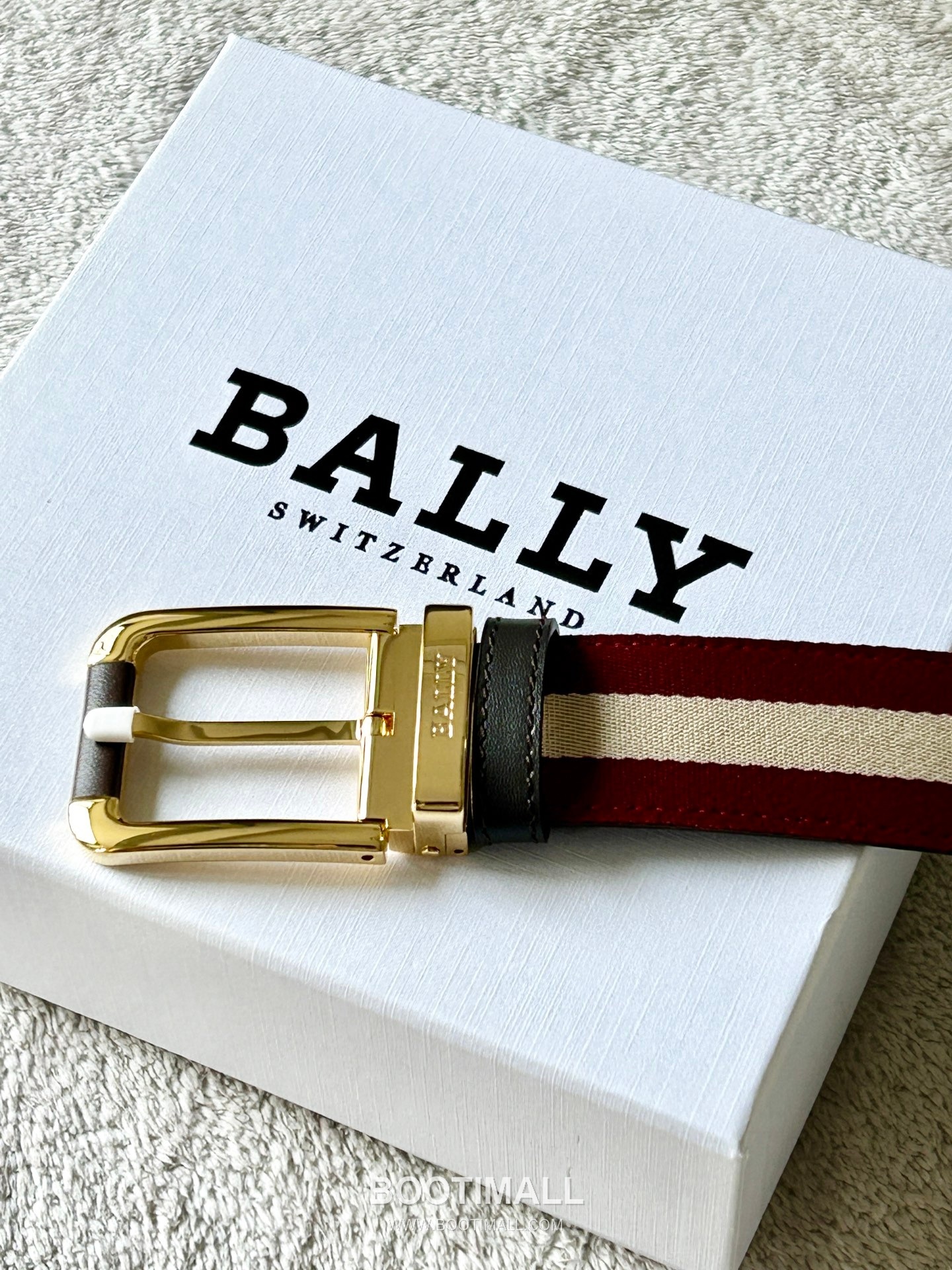 발리 캔버스 레더트리밍 트레인스트라이프 캐주얼 벨트 Bally 2026 SS Canvas Leather Trim Train Stripe Casual Belt 3.4cm 2