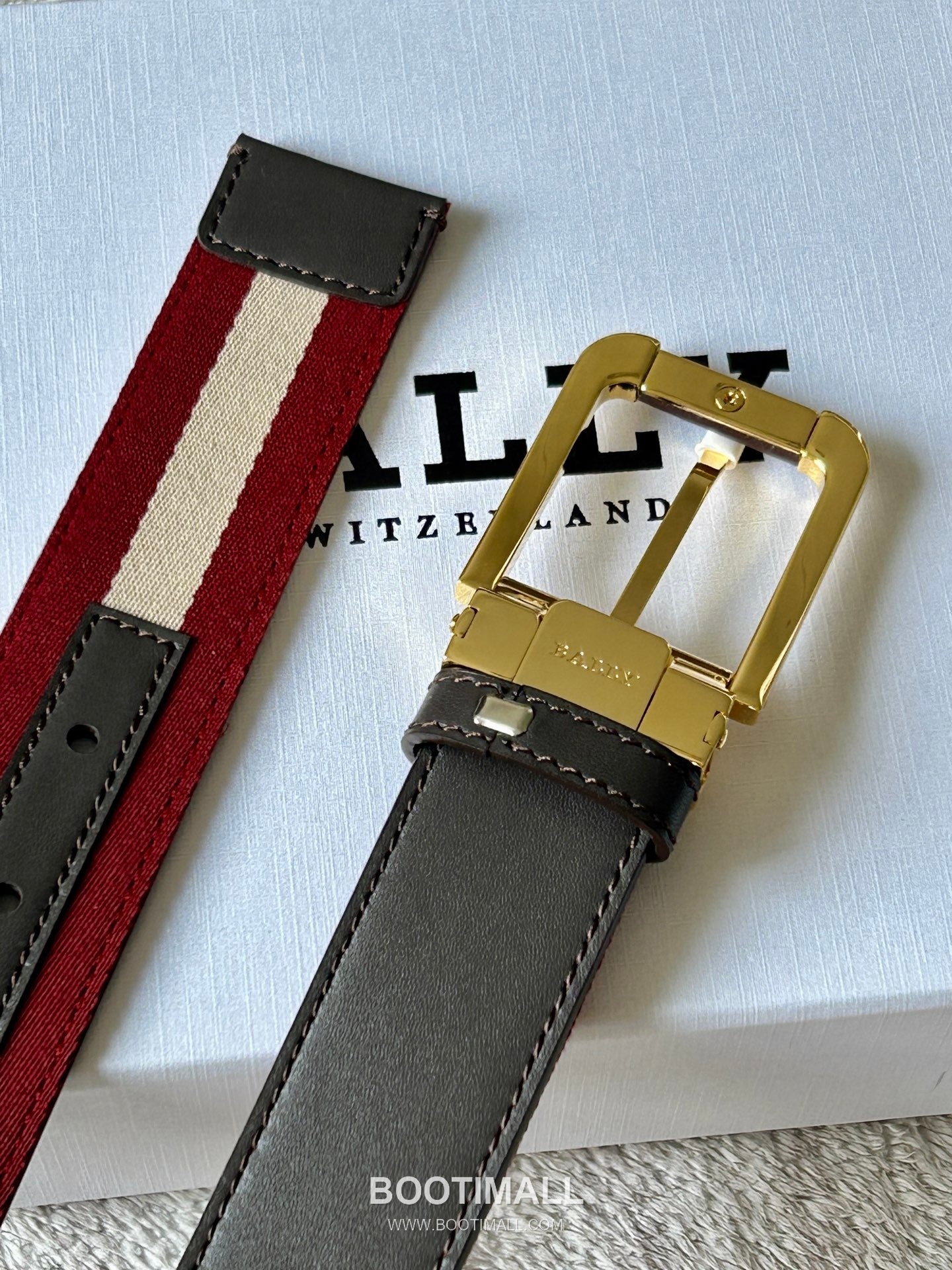 발리 캔버스 레더트리밍 트레인스트라이프 캐주얼 벨트 Bally 2026 SS Canvas Leather Trim Train Stripe Casual Belt 3.4cm 3