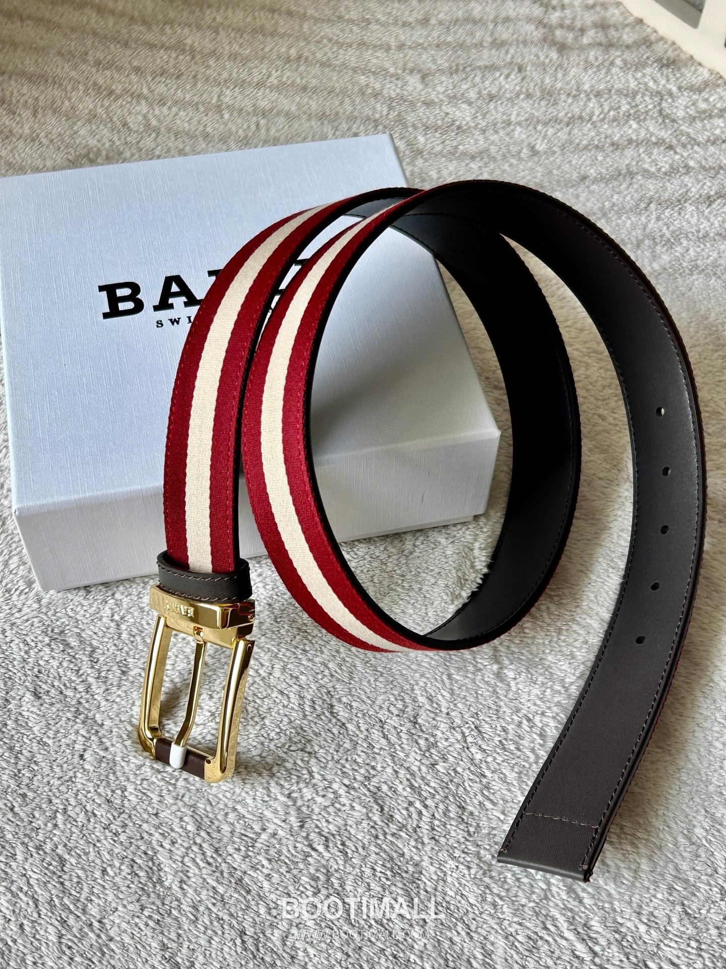 발리 캔버스 레더트리밍 트레인스트라이프 캐주얼 벨트 Bally 2026 SS Canvas Leather Trim Train Stripe Casual Belt 3.4cm 4