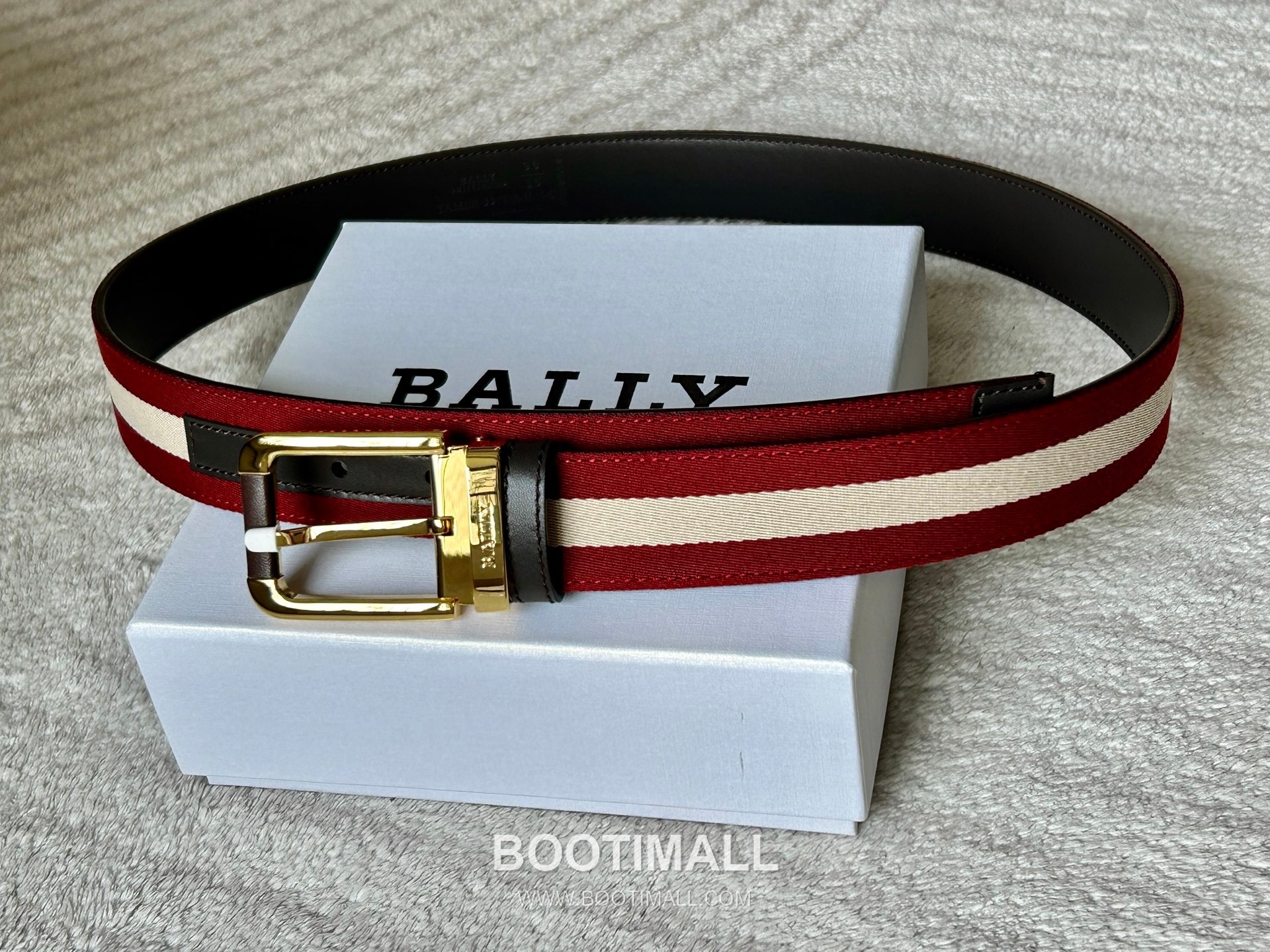 발리 캔버스 레더트리밍 트레인스트라이프 캐주얼 벨트 Bally 2026 SS Canvas Leather Trim Train Stripe Casual Belt 3.4cm 5