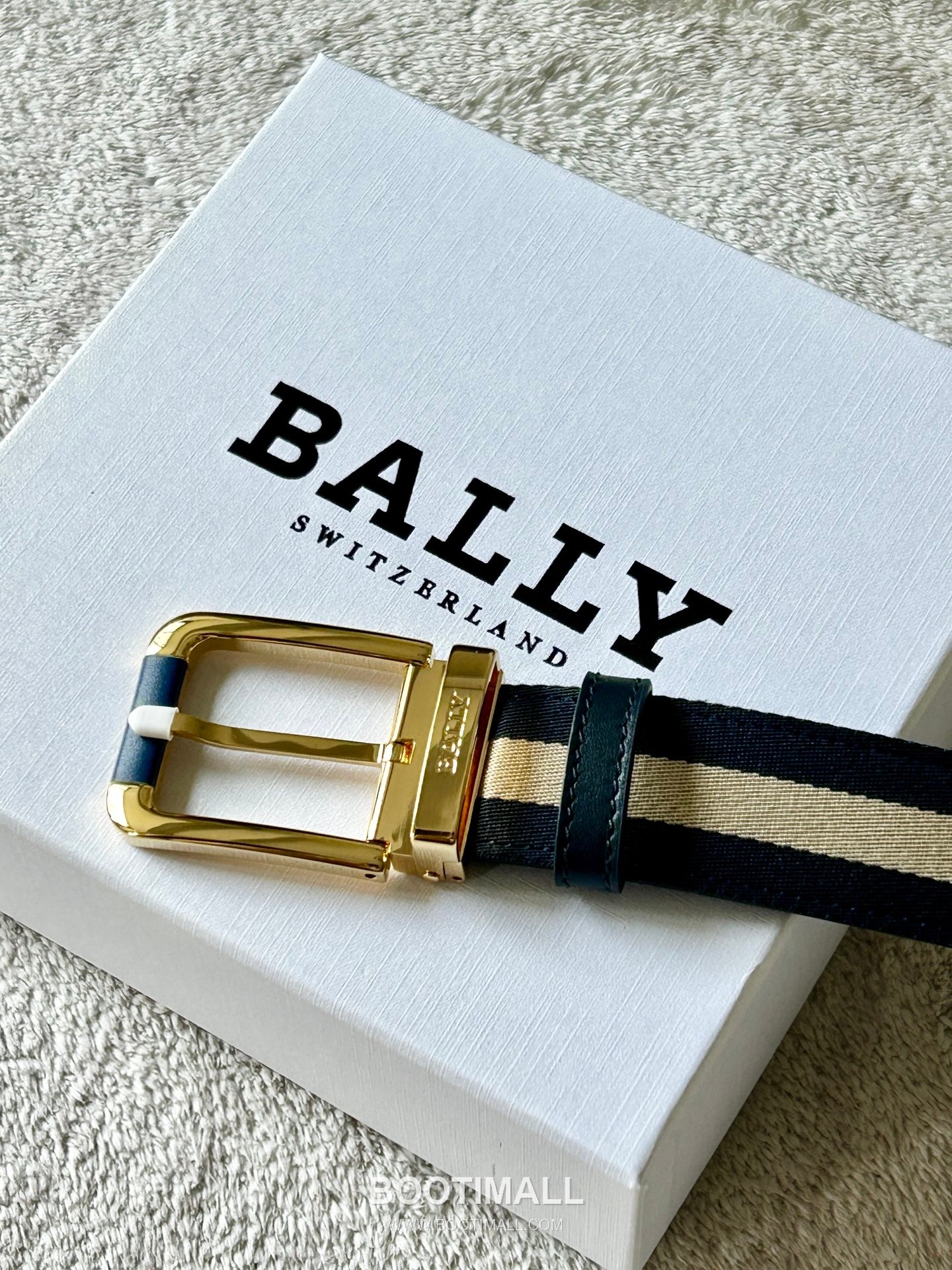 발리 캔버스 레더트리밍 트레인스트라이프 캐주얼 벨트 Bally 2026 SS Canvas Leather Trim Train Stripe Casual Belt 3.4cm 2