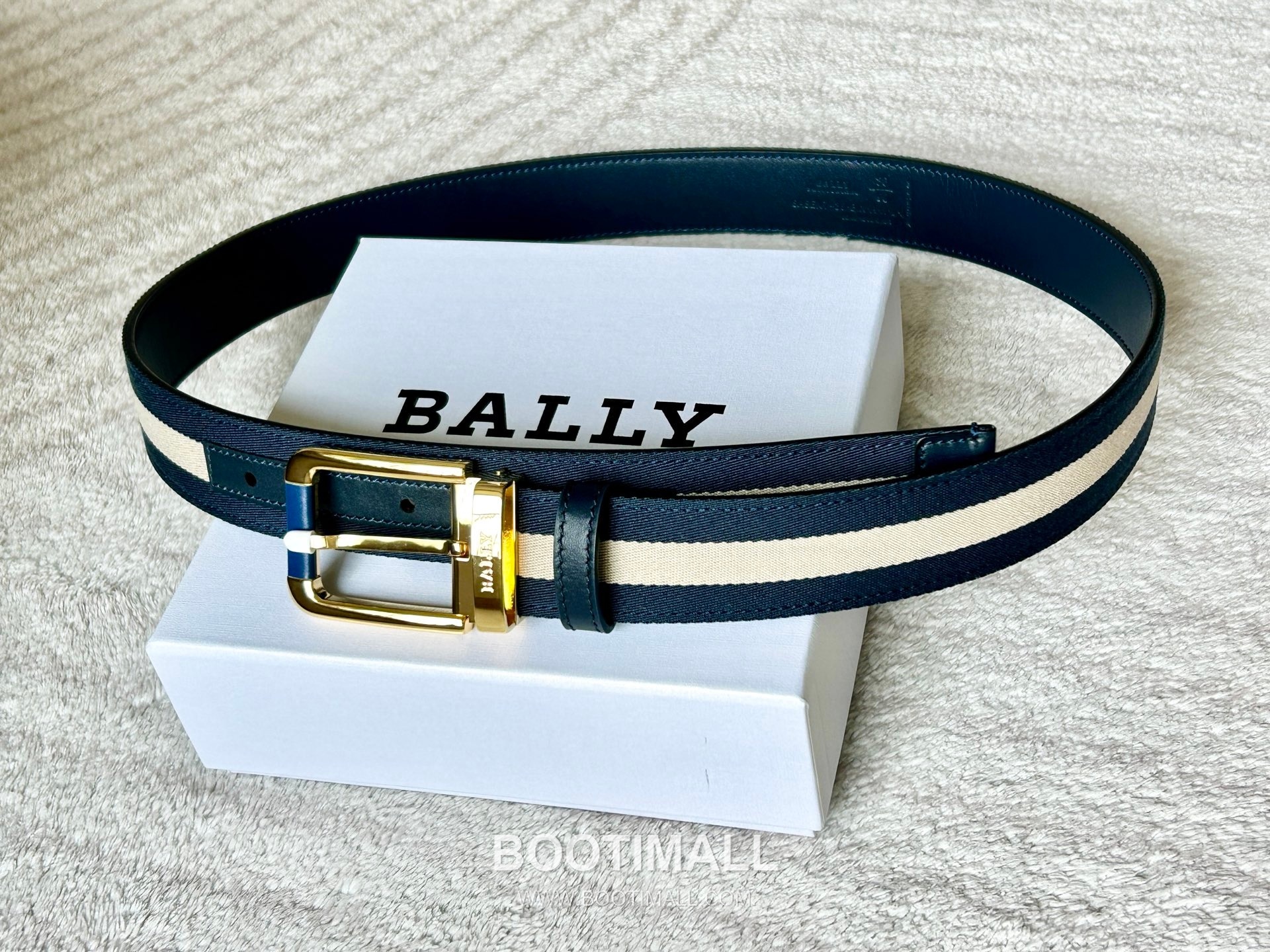 발리 캔버스 레더트리밍 트레인스트라이프 캐주얼 벨트 Bally 2026 SS Canvas Leather Trim Train Stripe Casual Belt 3.4cm 4