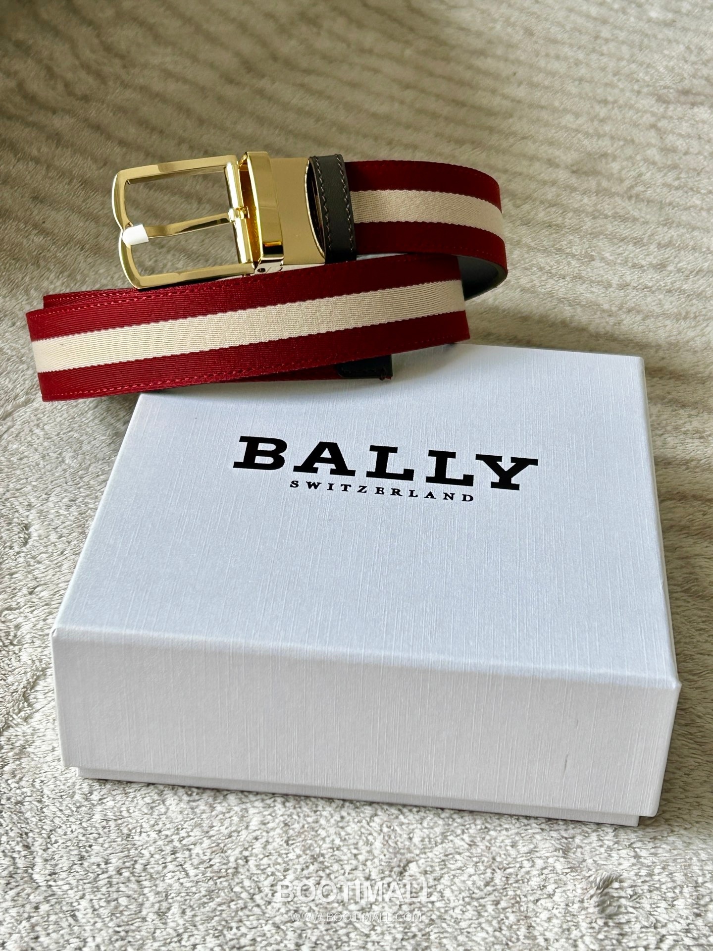 발리 캔버스 레더트리밍 트레인스트라이프 캐주얼 벨트 Bally 2026 SS Canvas Leather Trim Train Stripe Casual Belt 3.5cm 1