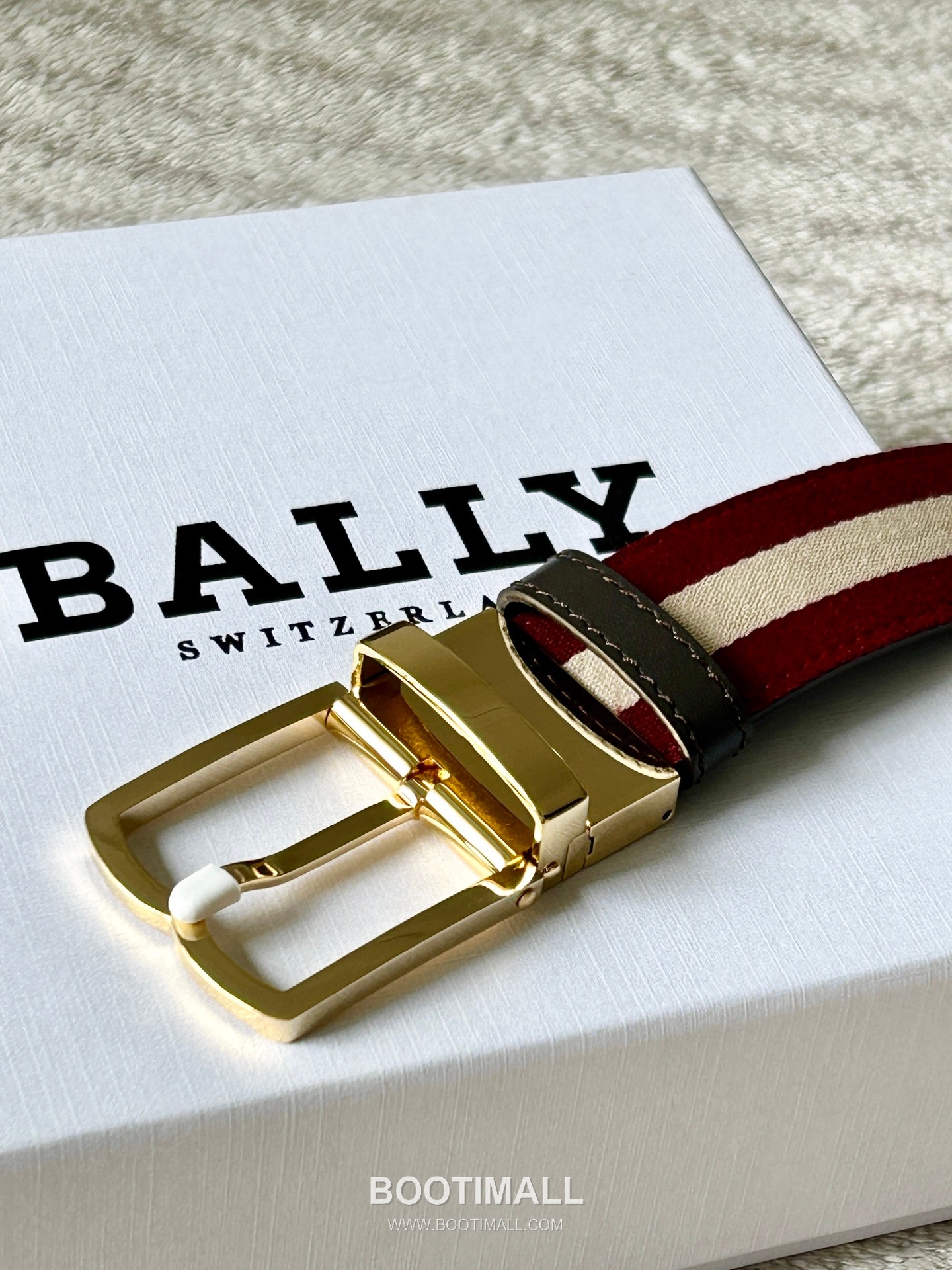 발리 캔버스 레더트리밍 트레인스트라이프 캐주얼 벨트 Bally 2026 SS Canvas Leather Trim Train Stripe Casual Belt 3.5cm 2