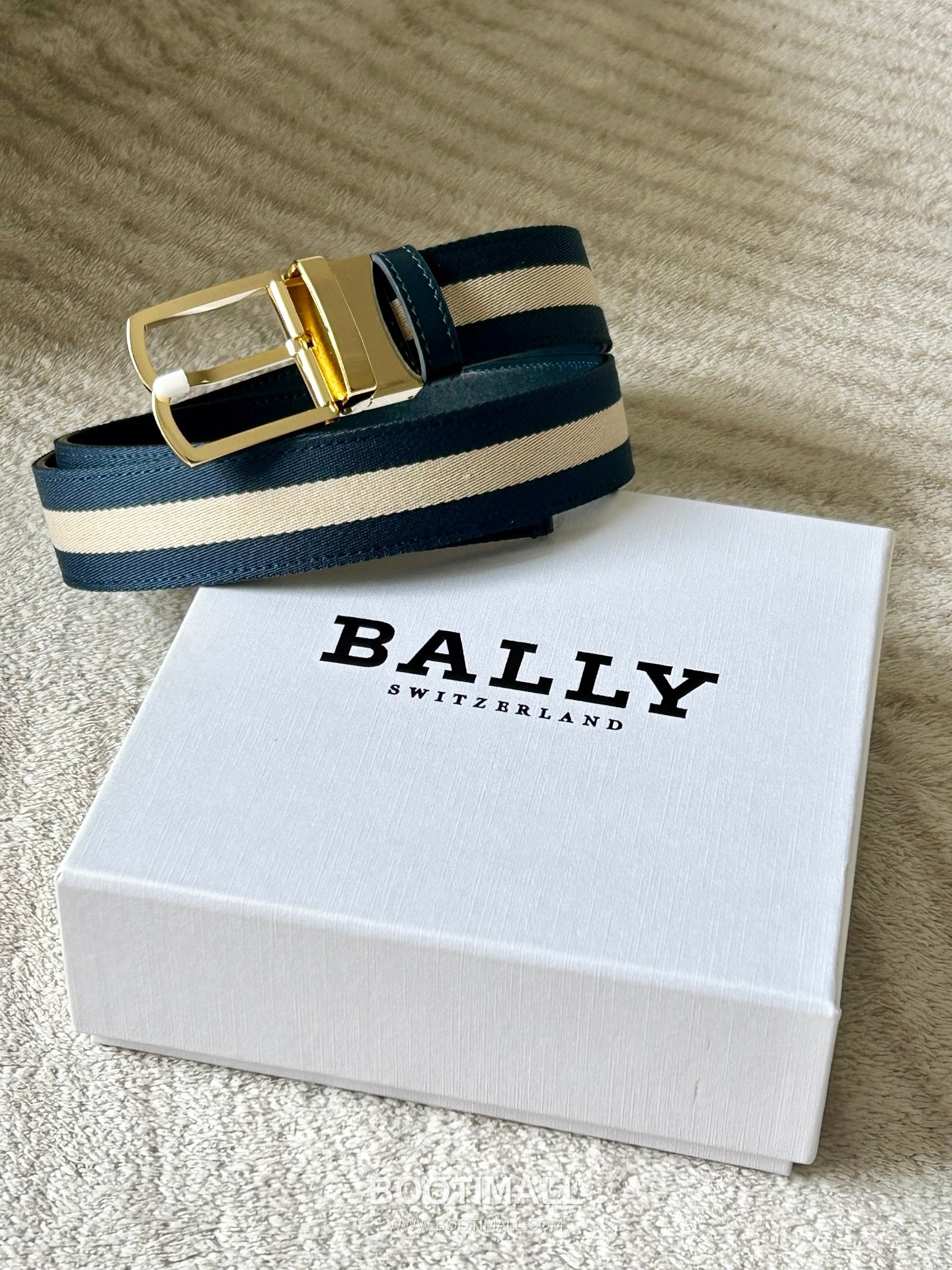 발리 캔버스 레더트리밍 트레인스트라이프 캐주얼 벨트 Bally 2026 SS Canvas Leather Trim Train Stripe Casual Belt 3.5cm 1