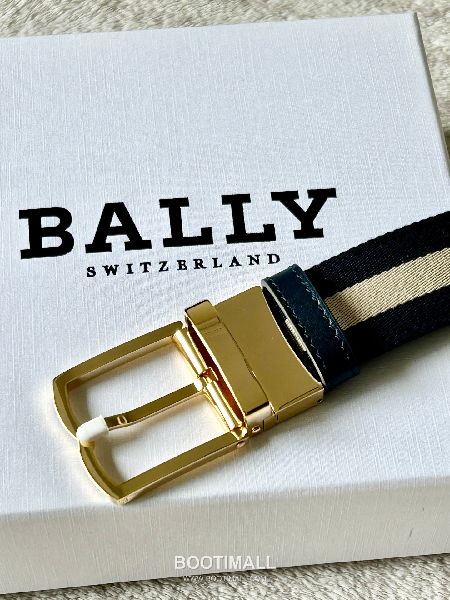발리 캔버스 레더트리밍 트레인스트라이프 캐주얼 벨트 Bally 2026 SS Canvas Leather Trim Train Stripe Casual Belt 3.5cm 2