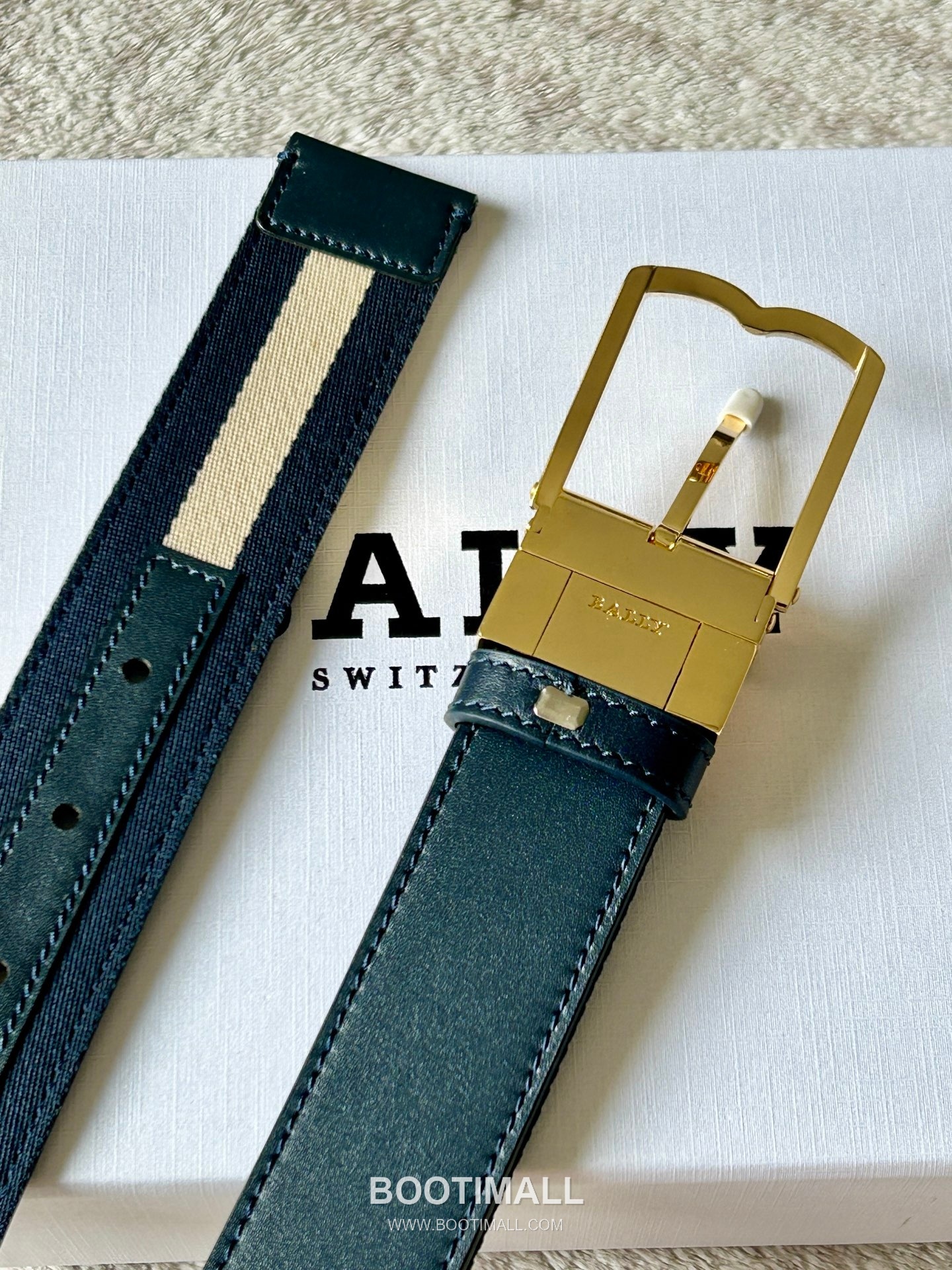 발리 캔버스 레더트리밍 트레인스트라이프 캐주얼 벨트 Bally 2026 SS Canvas Leather Trim Train Stripe Casual Belt 3.5cm 4