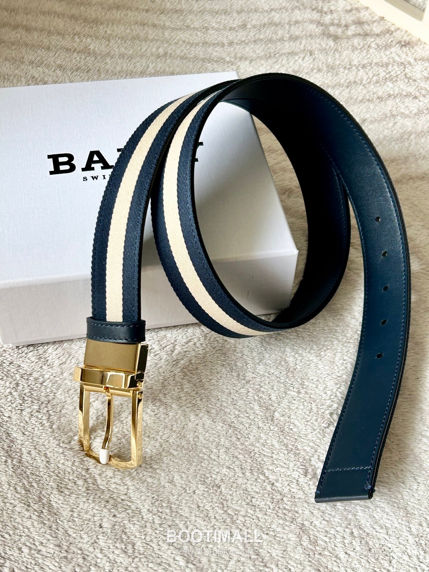 발리 캔버스 레더트리밍 트레인스트라이프 캐주얼 벨트 Bally 2026 SS Canvas Leather Trim Train Stripe Casual Belt 3.5cm 5