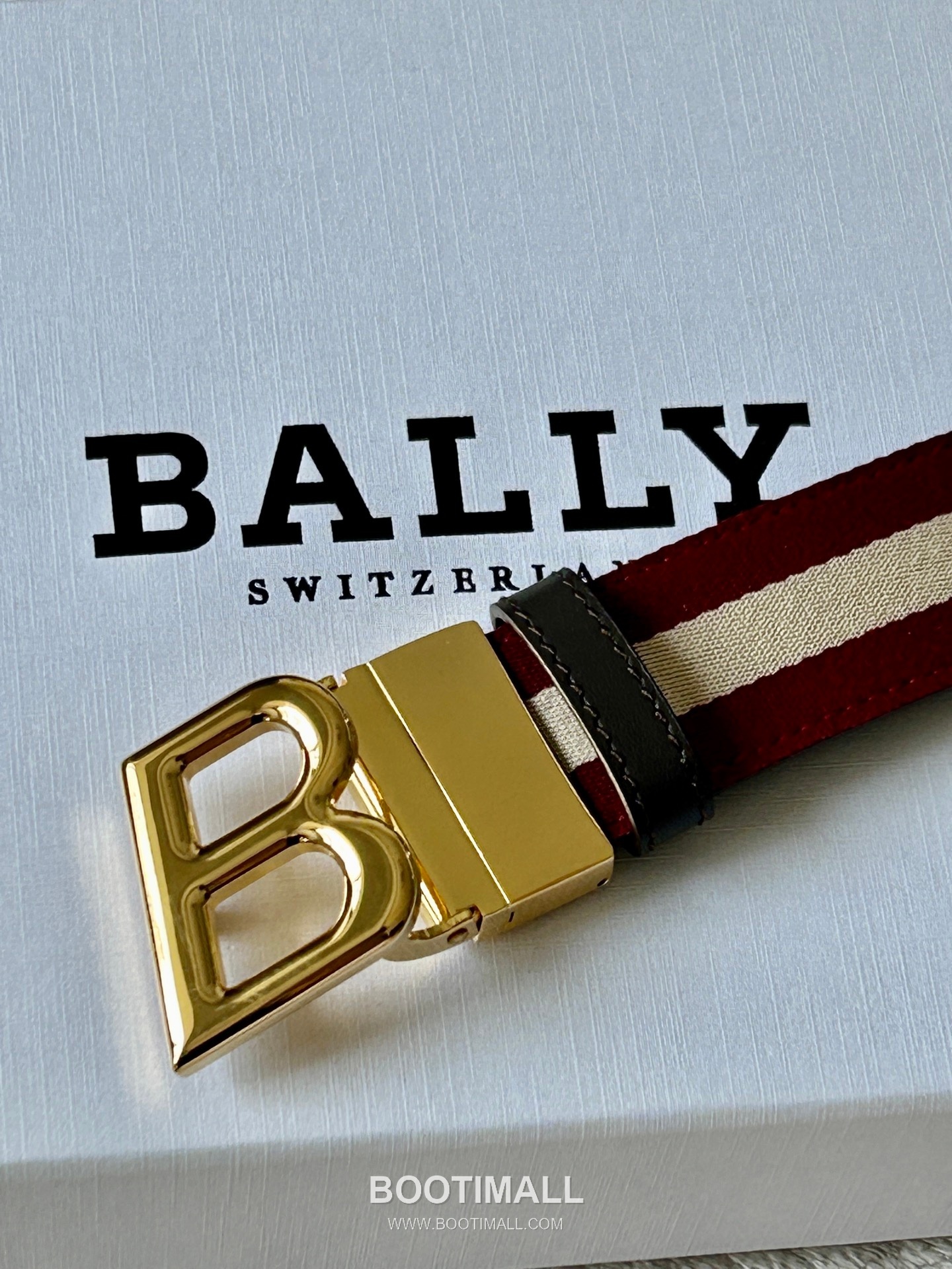 발리 캔버스 송아지가죽 트레인스트라이프 캐주얼 벨트 Bally Canvas Calfskin Train Stripe Casual Belt 3.5cm 2