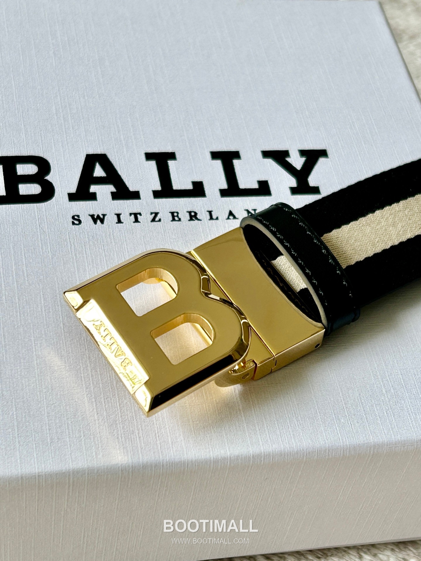발리 캔버스 송아지가죽 트레인스트라이프 캐주얼 벨트 Bally Canvas Calfskin Train Stripe Casual Belt 3.5cm 2