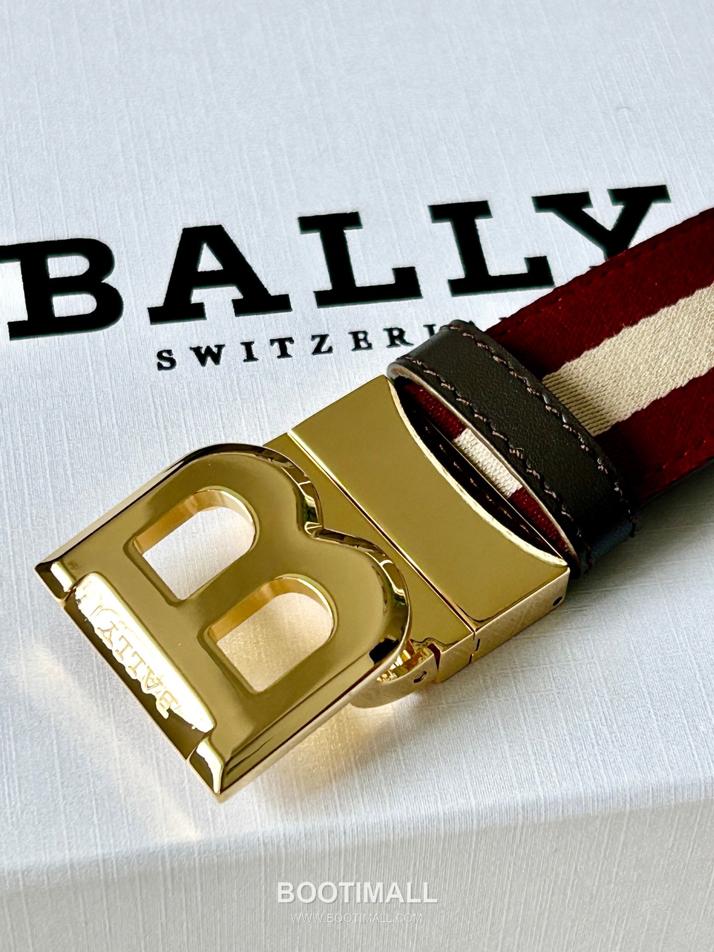 발리 캔버스 송아지가죽 트레인스트라이프 캐주얼 벨트 Bally Canvas Calfskin Train Stripe Casual Belt 3.5cm 2