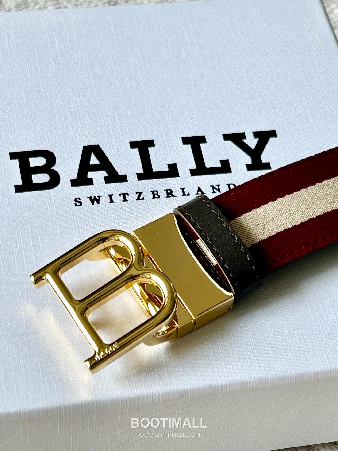 발리 캔버스 송아지가죽 트레인스트라이프 캐주얼 벨트 Bally Canvas Calfskin Train Stripe Casual Belt 3.5cm 2