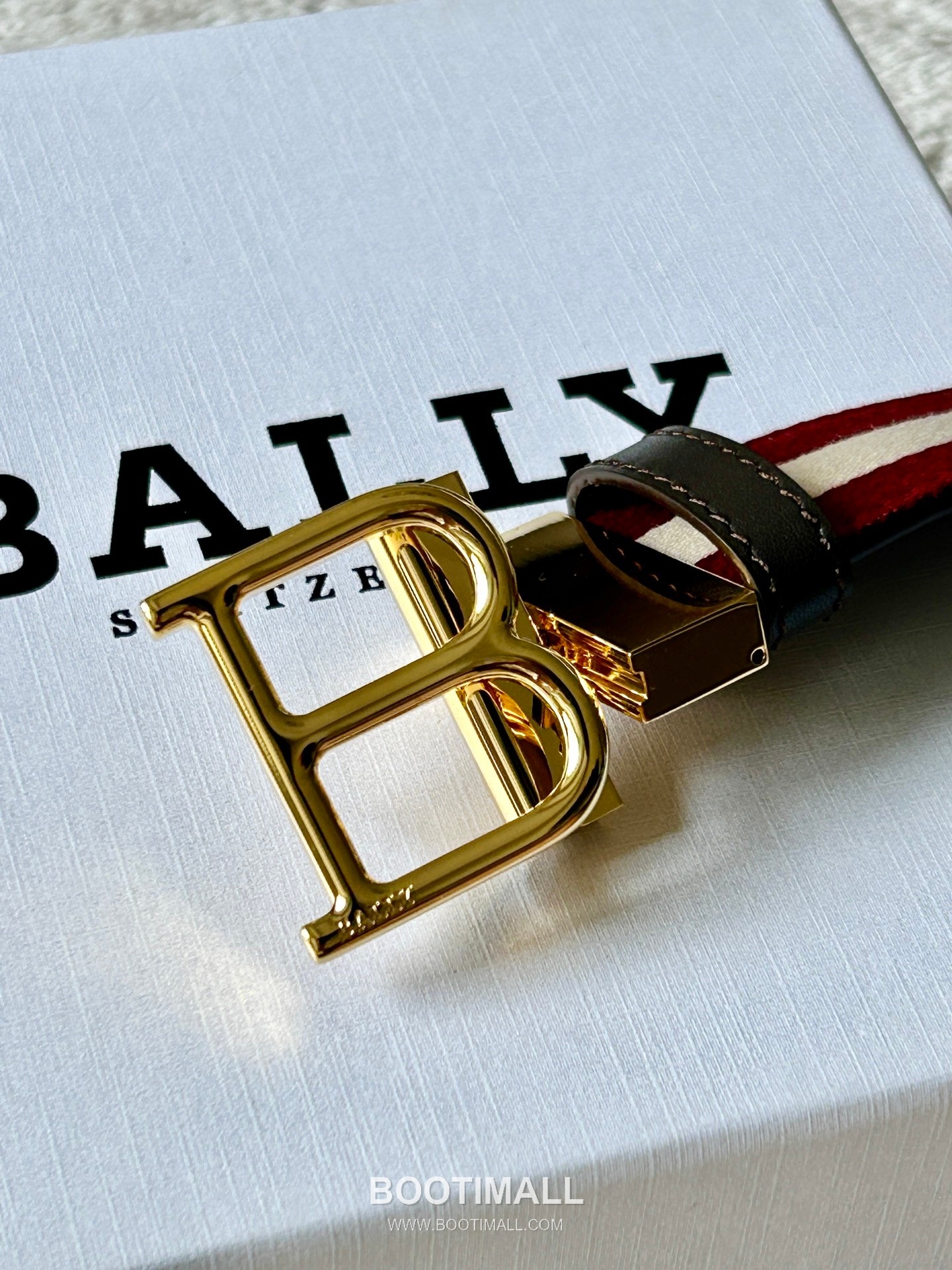 발리 캔버스 송아지가죽 트레인스트라이프 캐주얼 벨트 Bally Canvas Calfskin Train Stripe Casual Belt 3.5cm 3