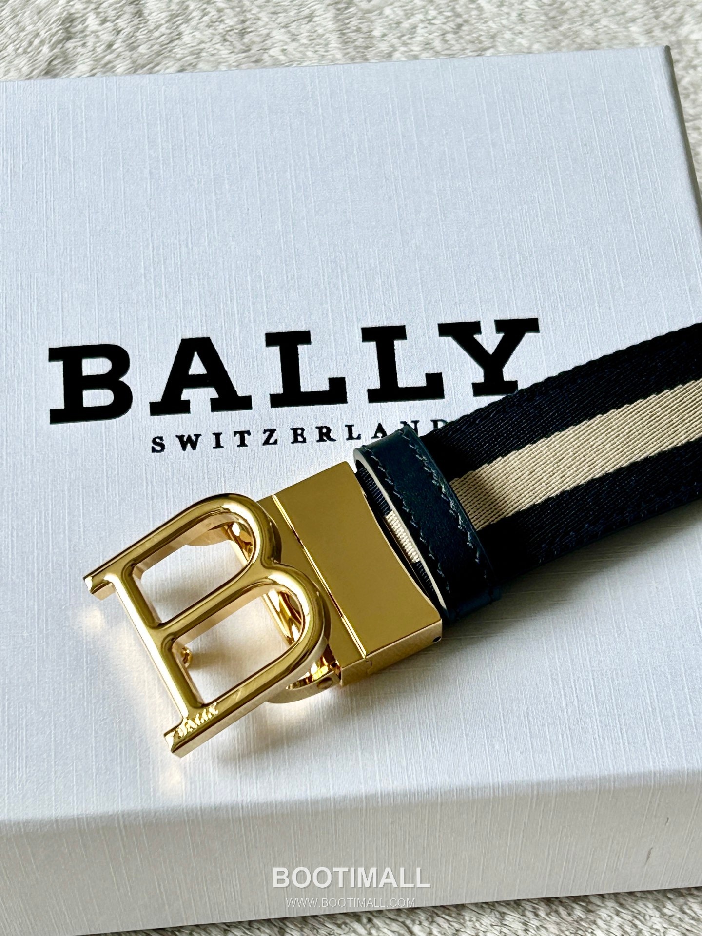 발리 캔버스 송아지가죽 트레인스트라이프 캐주얼 벨트 Bally Canvas Calfskin Train Stripe Casual Belt 3.5cm 2