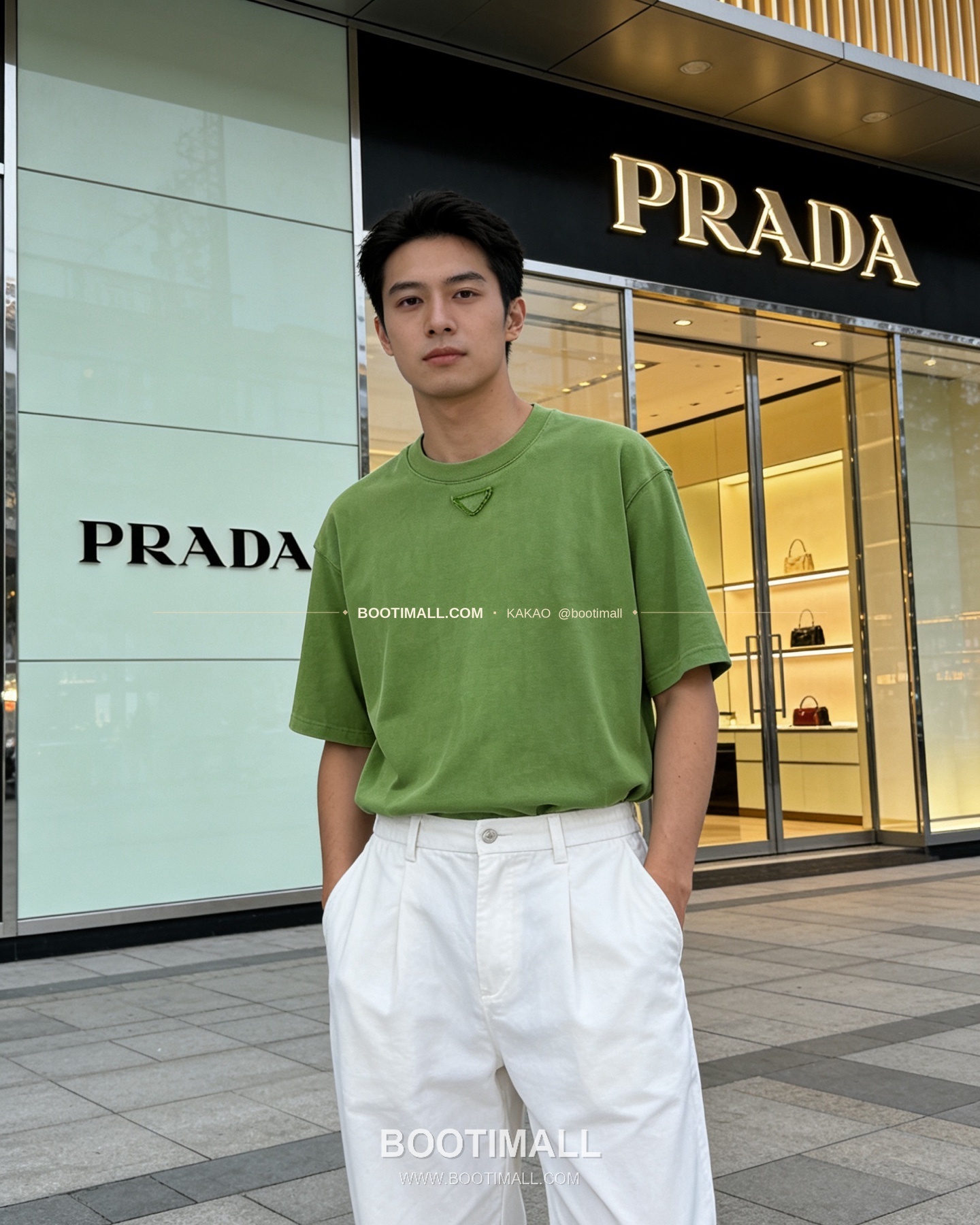 프라다 2026SS 워싱코튼 삼각로고 루즈핏 반팔 티셔츠 Prada 2026 SS Washed Cotton Triangle Logo Loose Fit T-Shirt 3