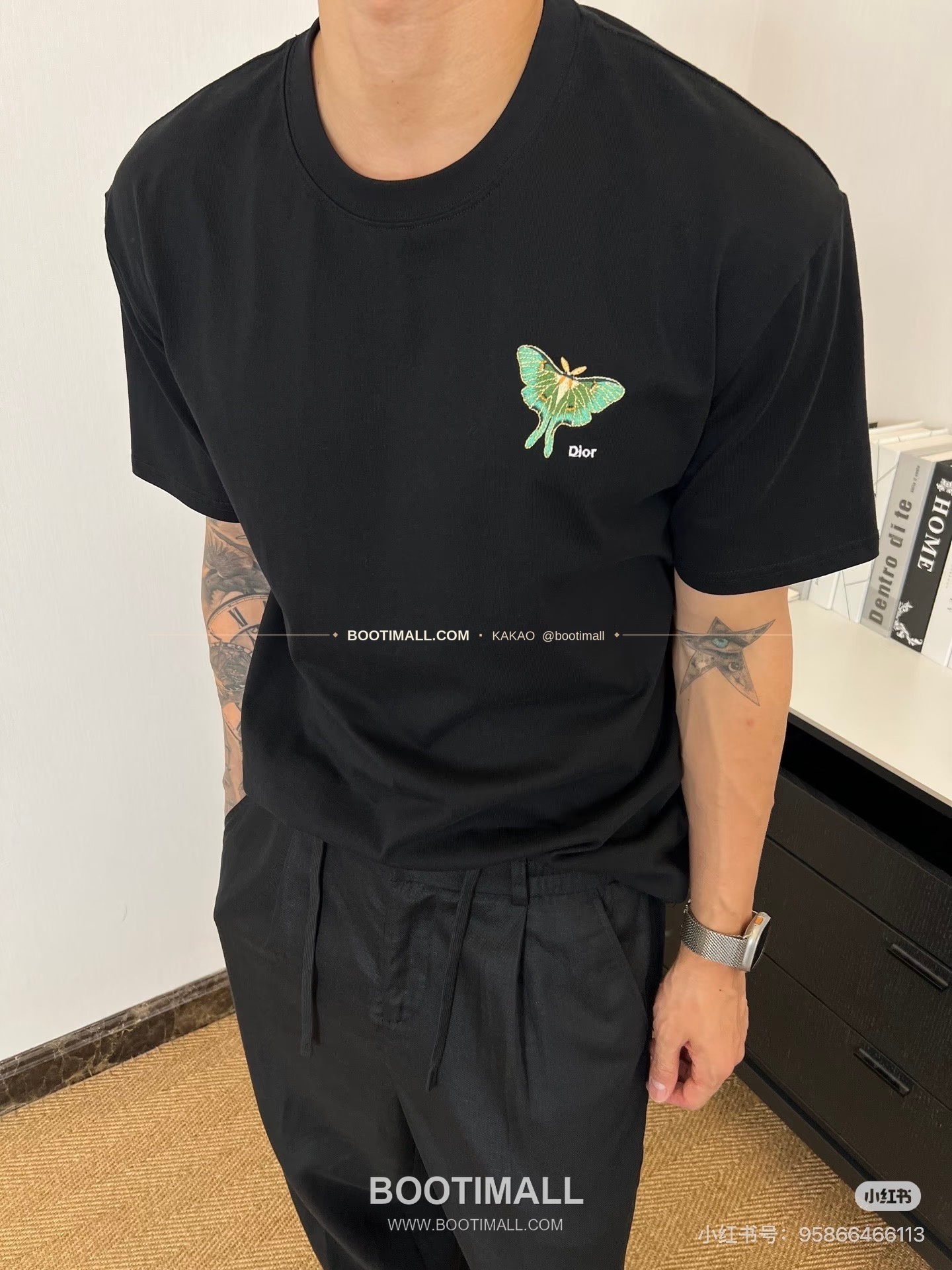 디올 헤비코튼 버터플라이 자수 로고 루즈핏 반팔 티셔츠 Dior Heavy Cotton Butterfly Embroidery Logo Loose Fit T-Shirt AAW98198 4