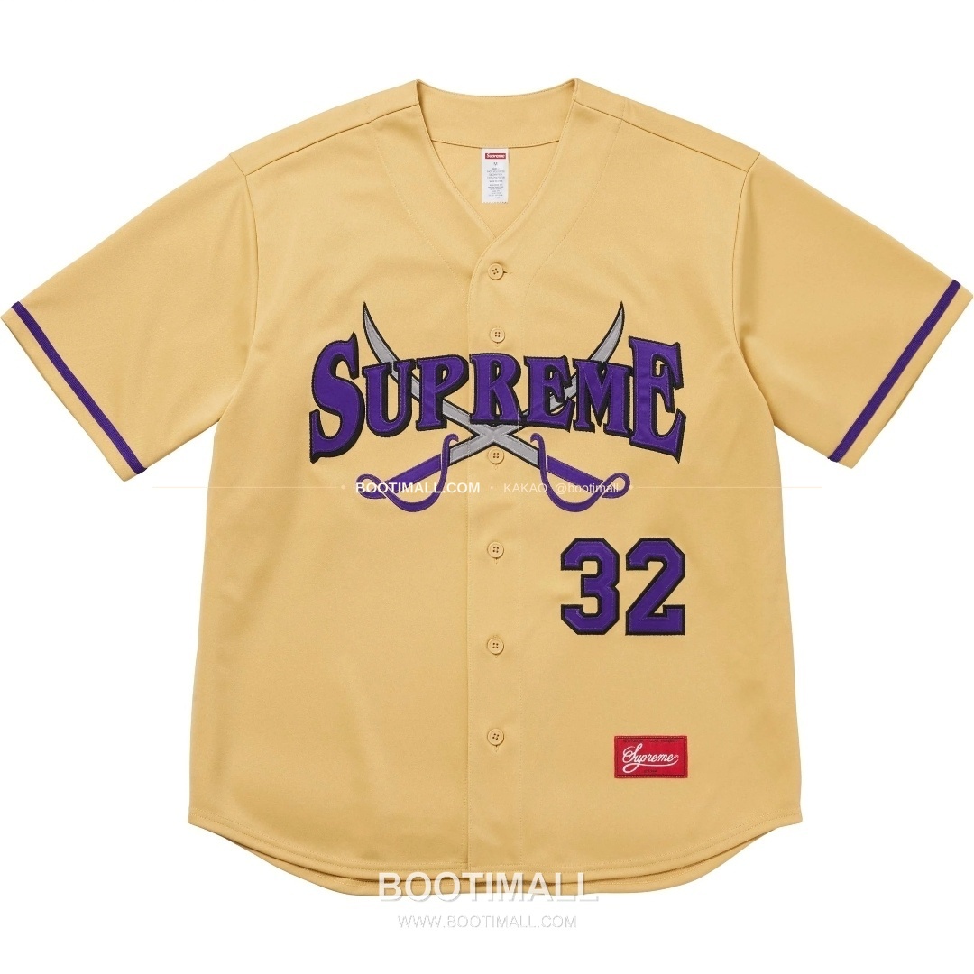 슈프림 2025FW 소드 패치 로고 레귤러핏 반팔 베이스볼 셔츠 Supreme 2025 FW Swords Patch Logo Regular Fit Short Sleeve Baseball Jersey 5