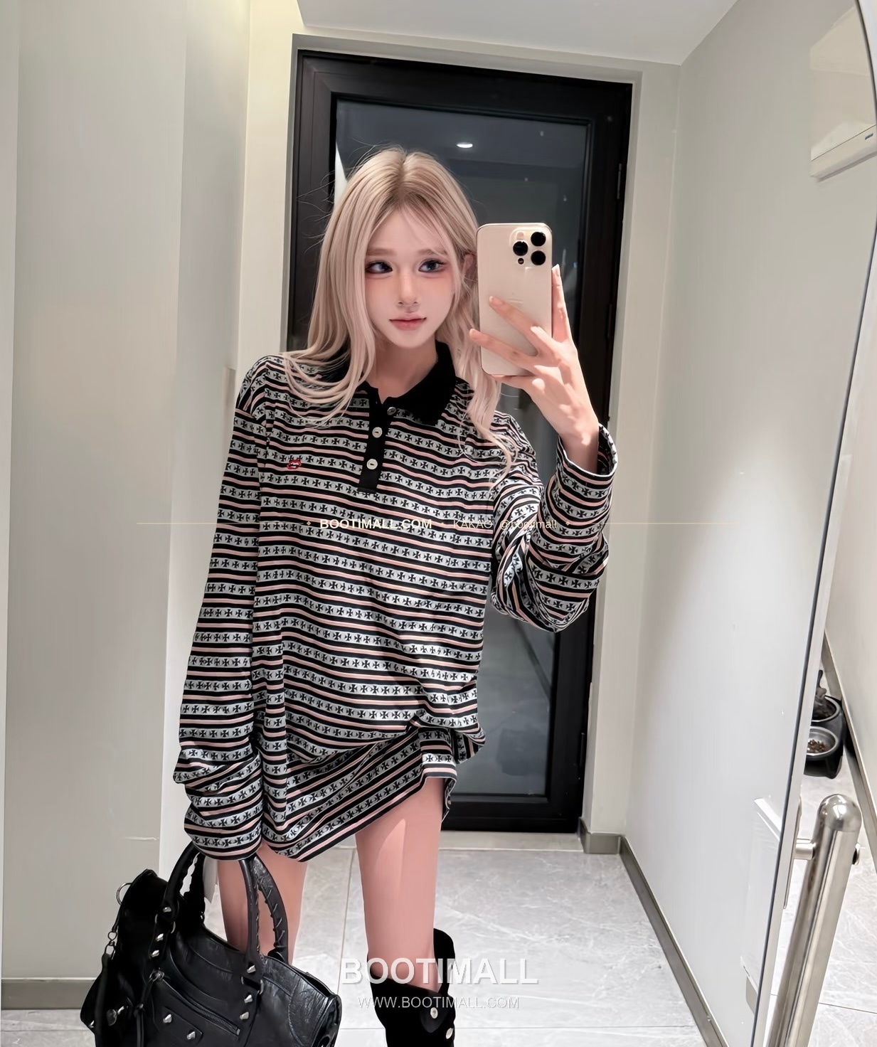 크롬하츠 코튼 립 자수 로고 레귤러핏 롱슬리브 폴로 셔츠 Chrome Hearts Cotton Lip Embroidery Logo Regular Fit Long Sleeve Polo Shirt 1