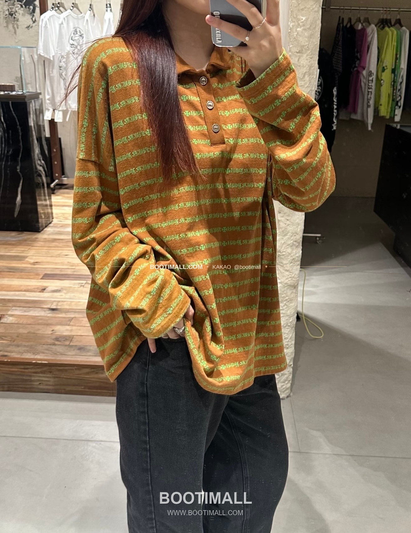 크롬하츠 코튼 립 자수 로고 레귤러핏 롱슬리브 폴로 셔츠 Chrome Hearts Cotton Lip Embroidery Logo Regular Fit Long Sleeve Polo Shirt 4