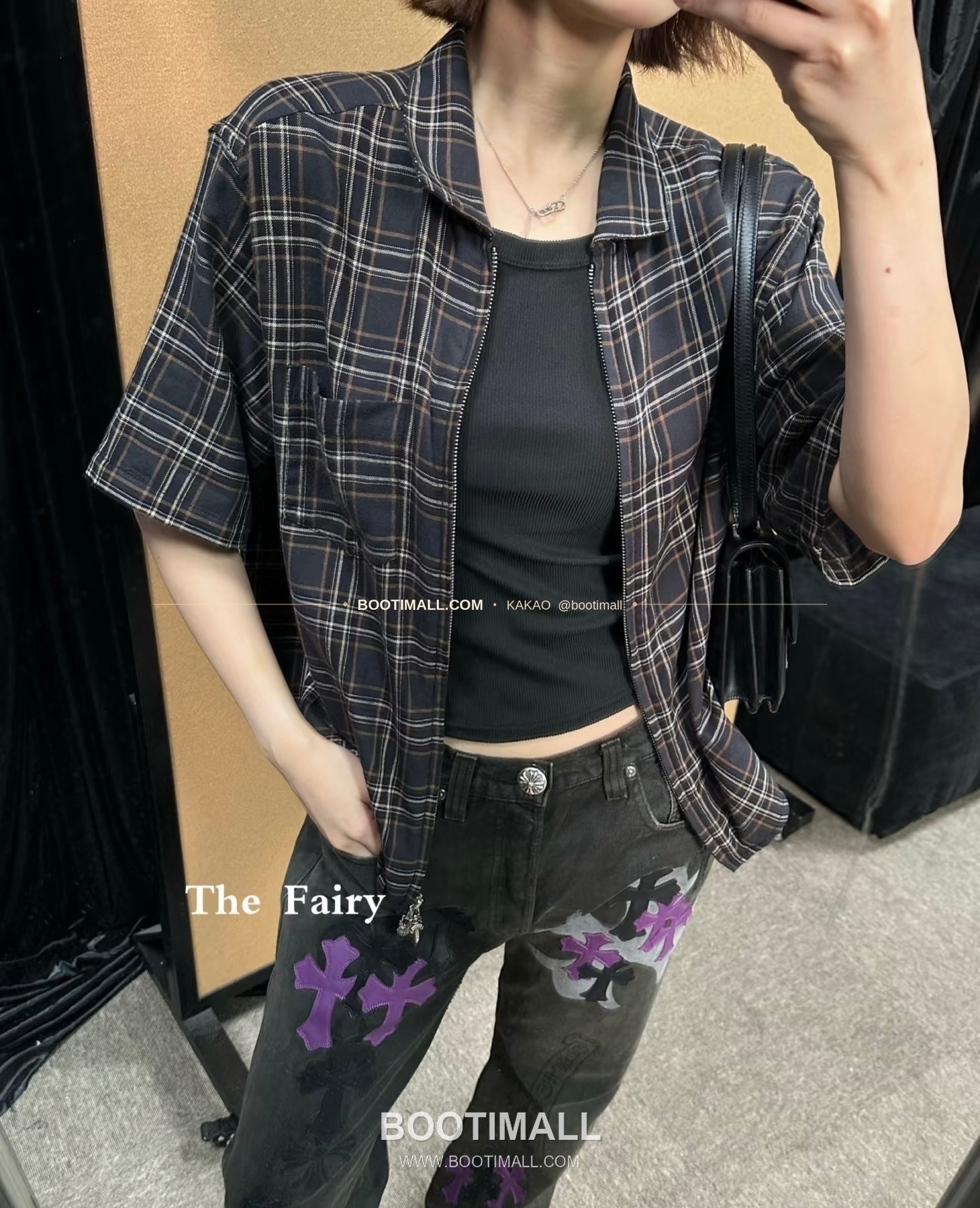 크롬하츠 코튼 격자패턴 검자수 레귤러핏 반팔 셔츠 Chrome Hearts Cotton Check Pattern Sword Embroidery Regular Fit Short Sleeve Shirt 4