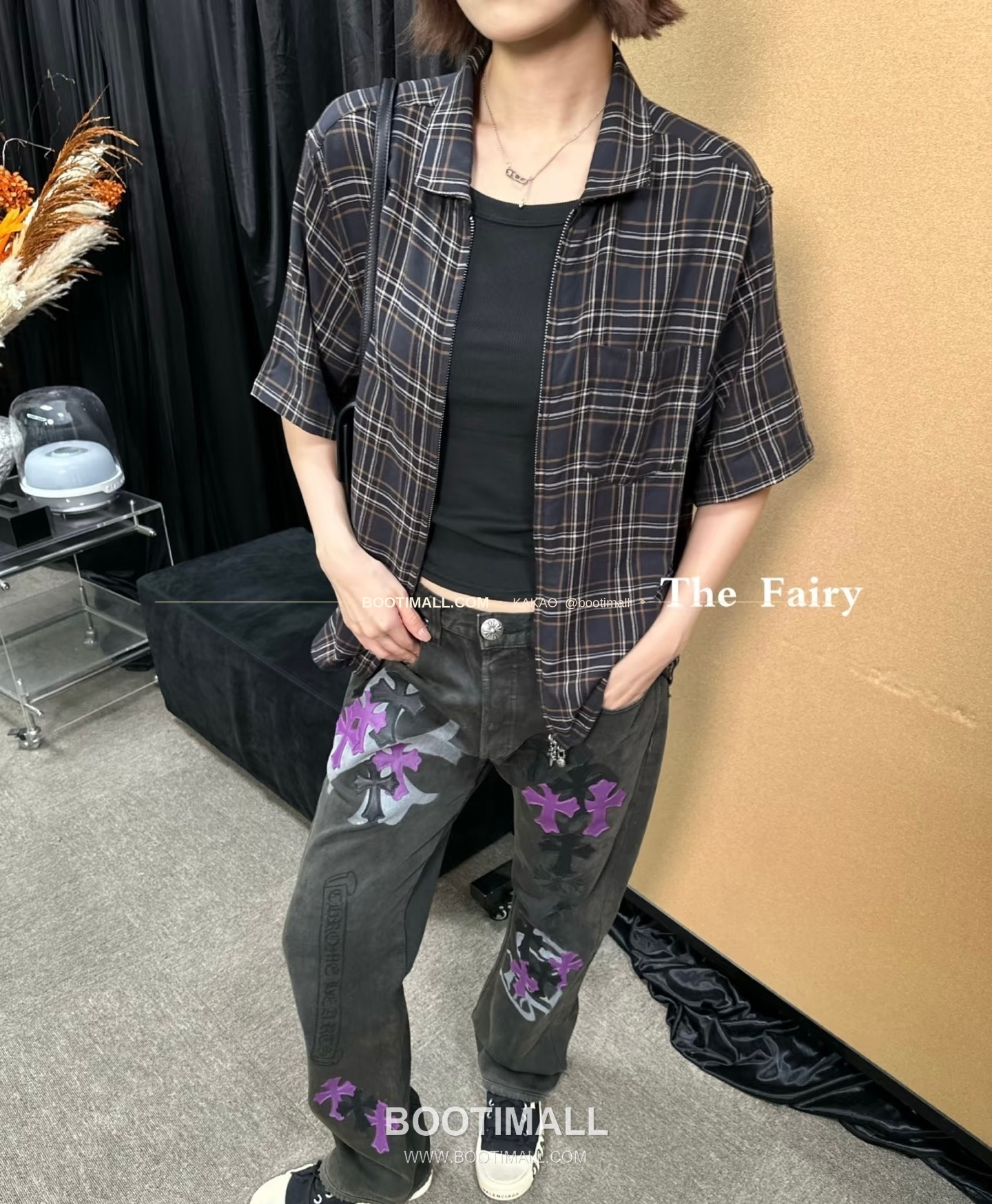 크롬하츠 코튼 격자패턴 검자수 레귤러핏 반팔 셔츠 Chrome Hearts Cotton Check Pattern Sword Embroidery Regular Fit Short Sleeve Shirt 6