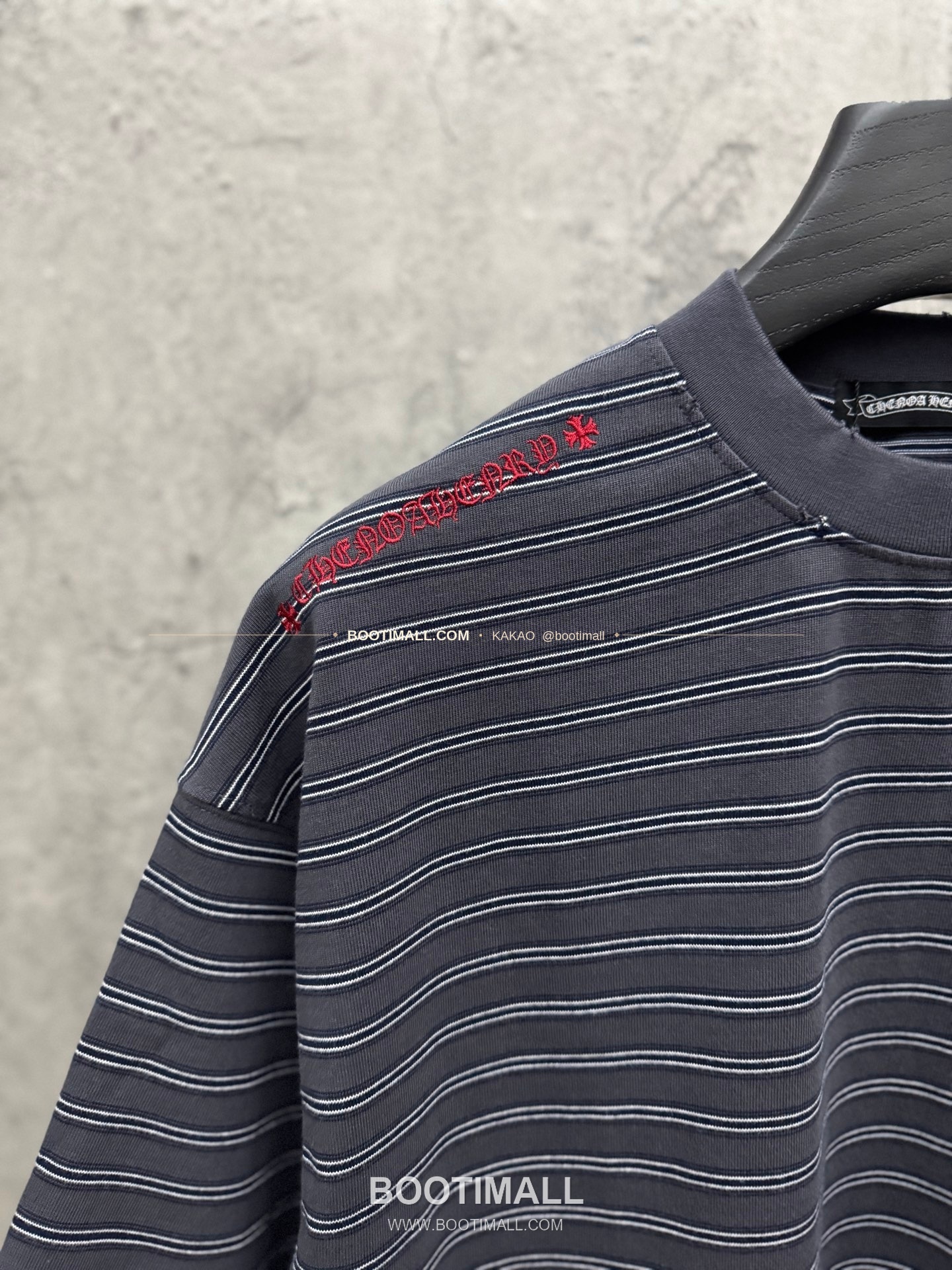 크롬하츠 2026SS 헤비코튼 스트라이프 패치자수 루즈핏 반팔 티셔츠 Chrome Hearts 2026 SS Heavy Cotton Stripe Patch Embroidery Loose Fit Short Sleeve T-Shirt 5213 6