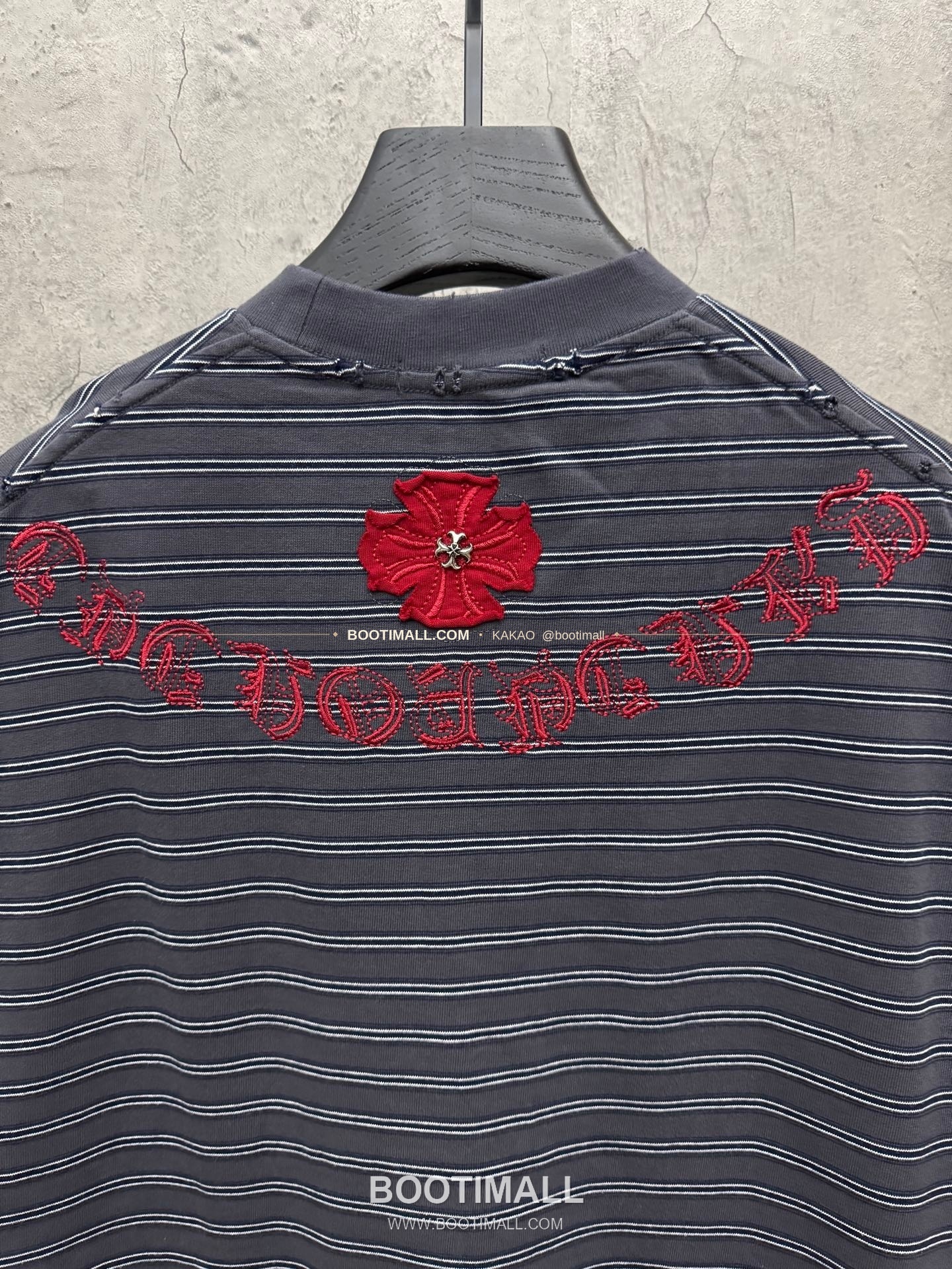 크롬하츠 2026SS 헤비코튼 스트라이프 패치자수 루즈핏 반팔 티셔츠 Chrome Hearts 2026 SS Heavy Cotton Stripe Patch Embroidery Loose Fit Short Sleeve T-Shirt 5213 7