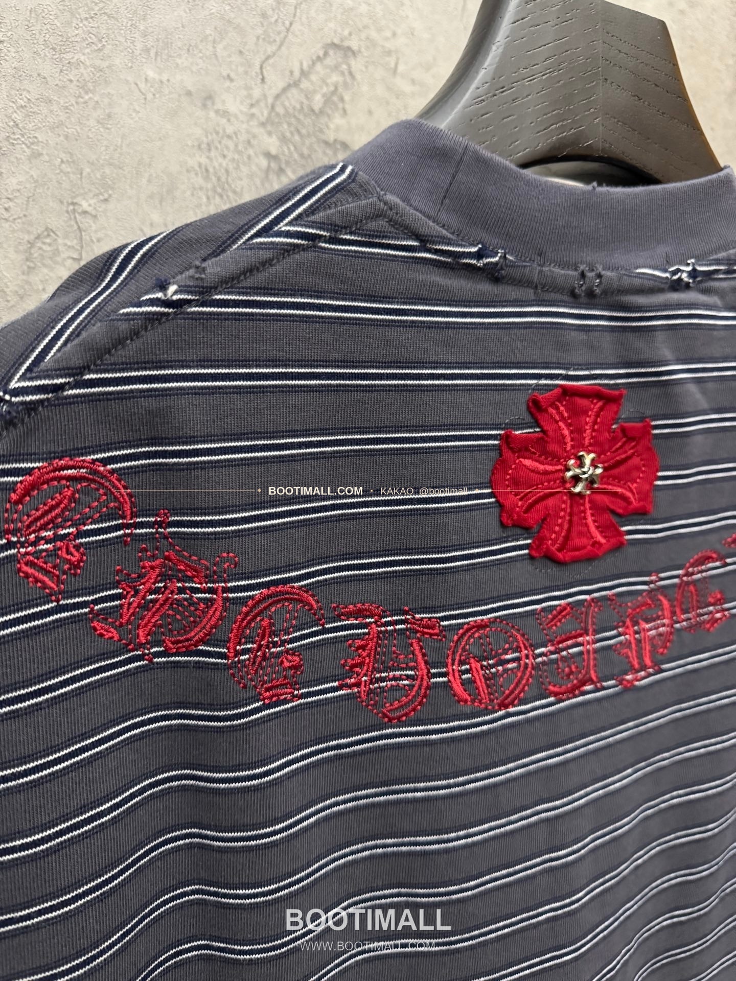 크롬하츠 2026SS 헤비코튼 스트라이프 패치자수 루즈핏 반팔 티셔츠 Chrome Hearts 2026 SS Heavy Cotton Stripe Patch Embroidery Loose Fit Short Sleeve T-Shirt 5213 8