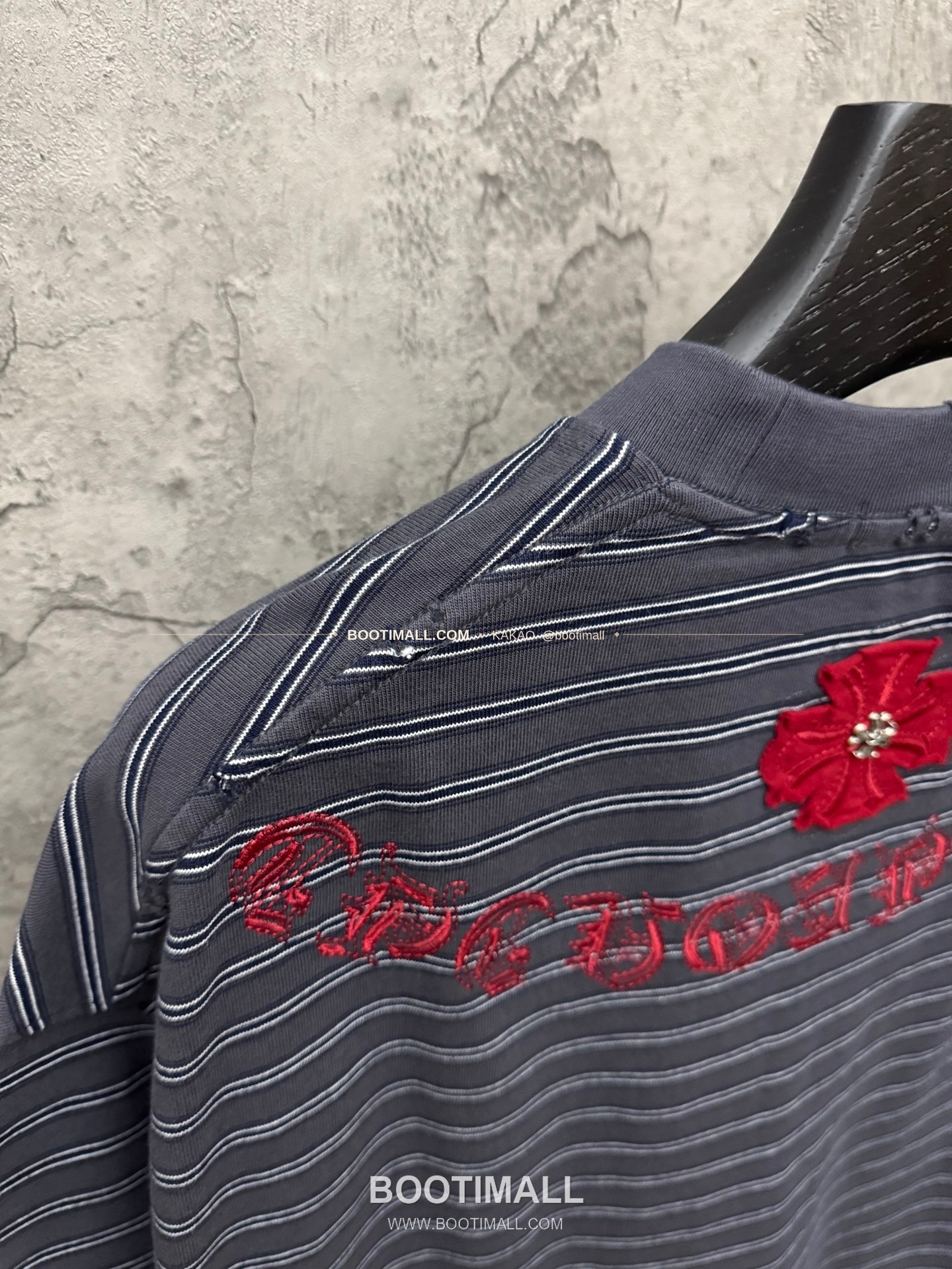 크롬하츠 2026SS 헤비코튼 스트라이프 패치자수 루즈핏 반팔 티셔츠 Chrome Hearts 2026 SS Heavy Cotton Stripe Patch Embroidery Loose Fit Short Sleeve T-Shirt 5213 9