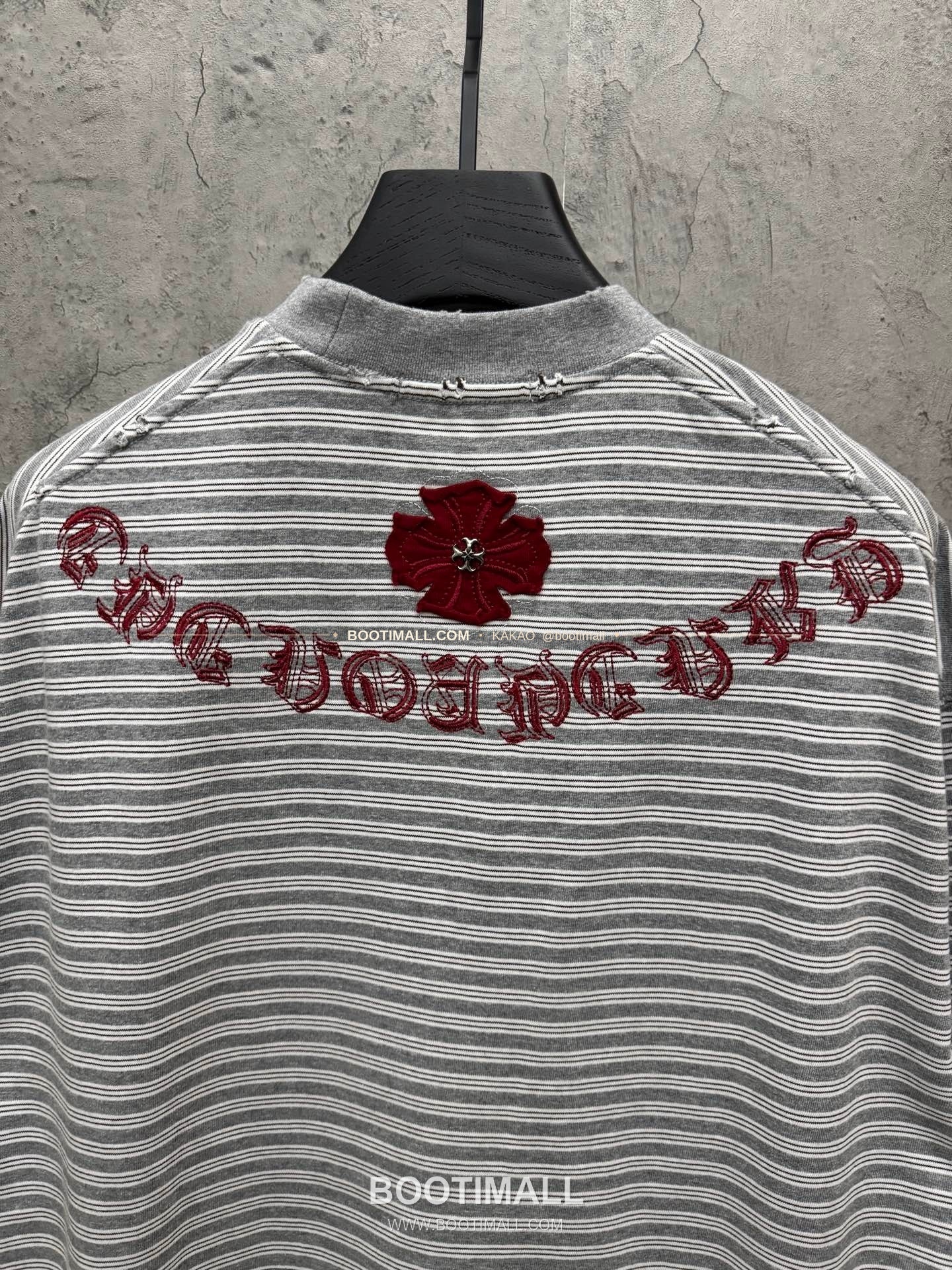 크롬하츠 2026SS 헤비코튼 스트라이프 패치자수 루즈핏 반팔 티셔츠 Chrome Hearts 2026 SS Heavy Cotton Stripe Patch Embroidery Loose Fit Short Sleeve T-Shirt 5213 7