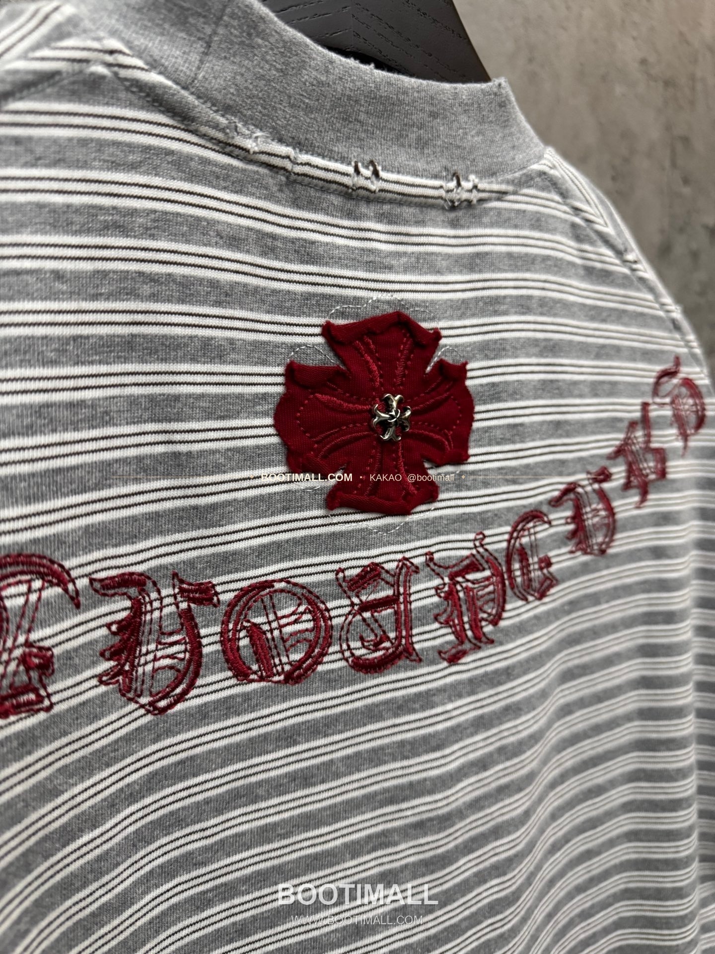 크롬하츠 2026SS 헤비코튼 스트라이프 패치자수 루즈핏 반팔 티셔츠 Chrome Hearts 2026 SS Heavy Cotton Stripe Patch Embroidery Loose Fit Short Sleeve T-Shirt 5213 8