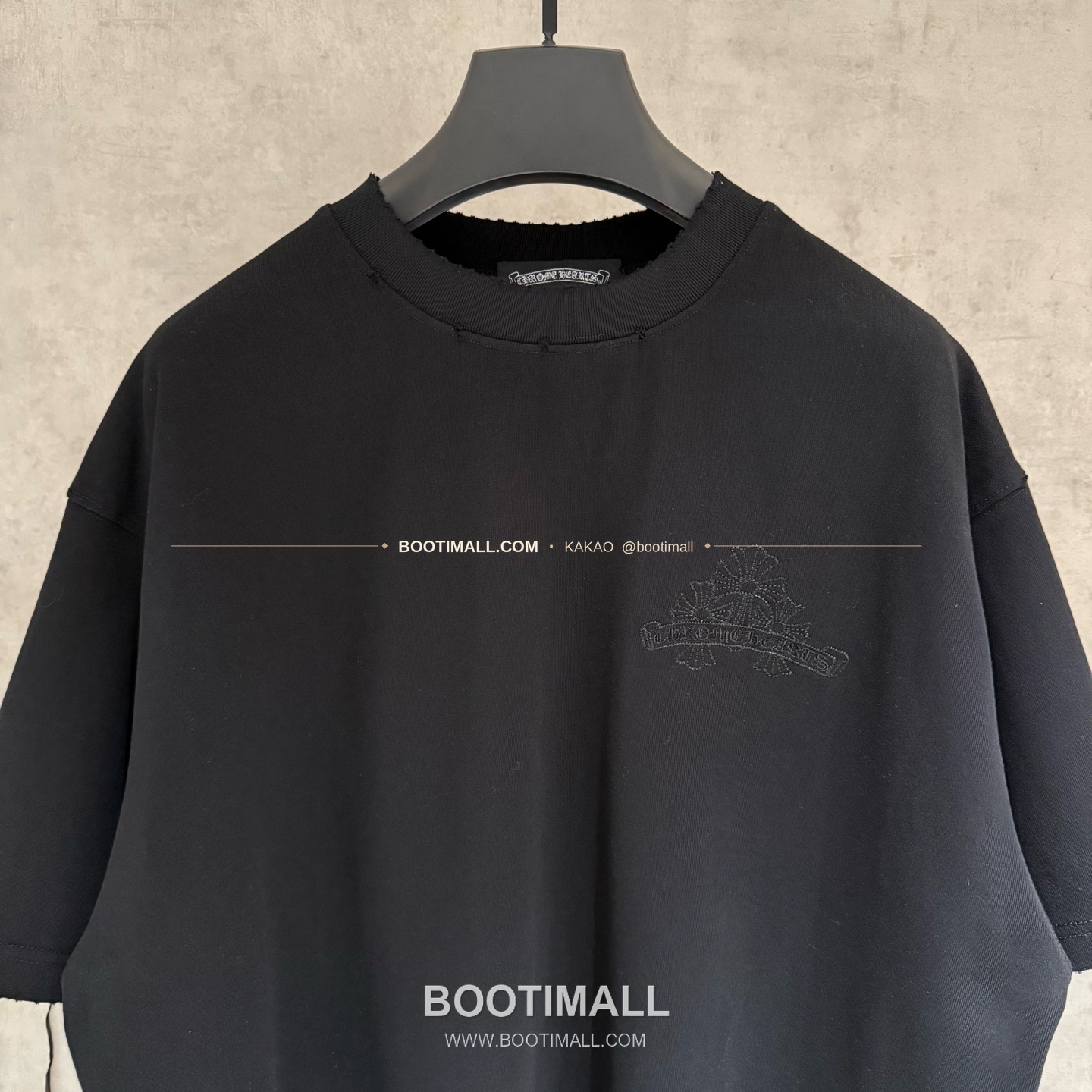 크롬하츠 헤비코튼 자수 디스트로이드 루즈핏 블랙 반팔 티셔츠 Chrome Hearts Heavy Cotton Embroidered Distressed Loose Fit Black T-Shirt K213 3