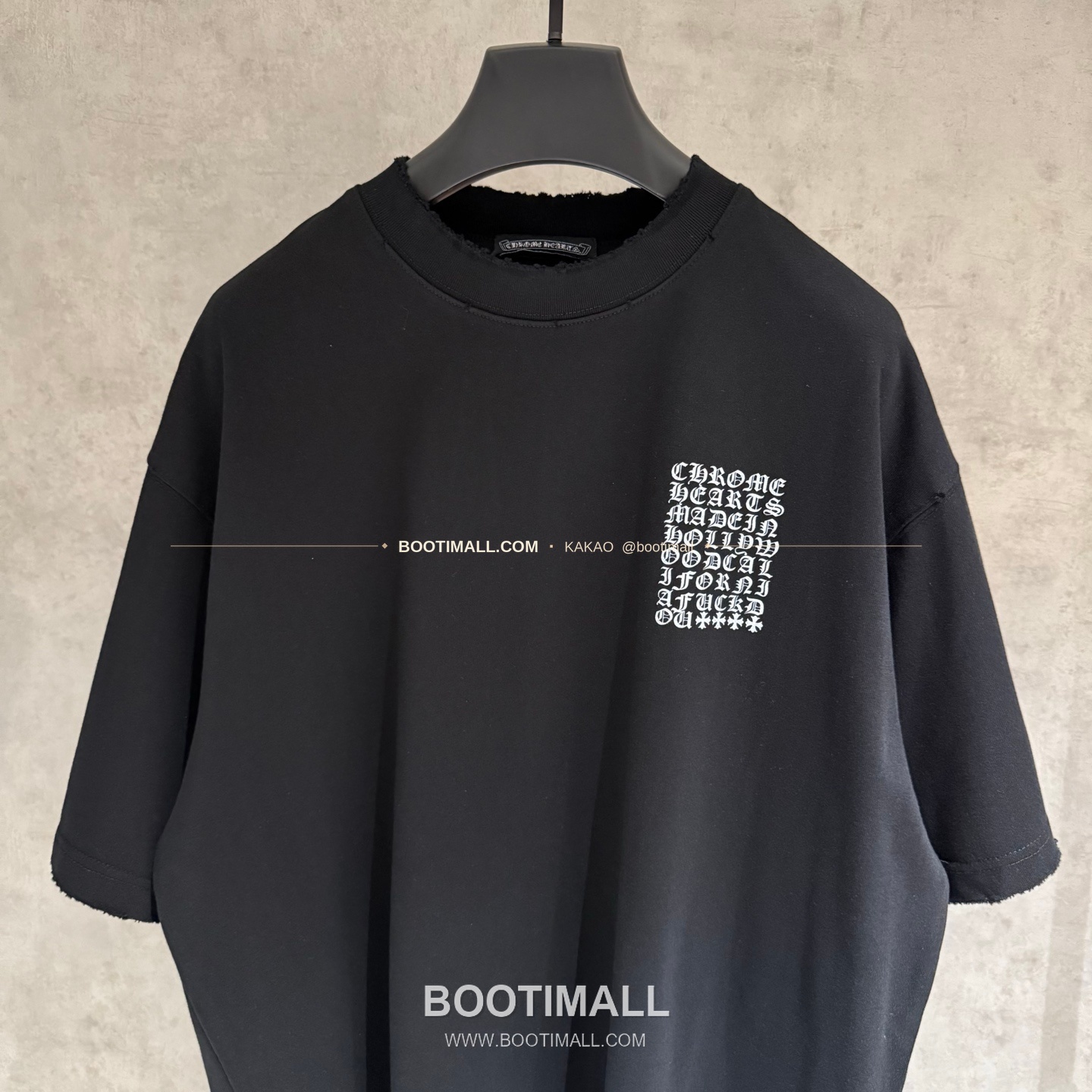 크롬하츠 헤비코튼 프린트 디스트로이드 루즈핏 블랙 반팔 티셔츠 Chrome Hearts Heavy Cotton Printed Distressed Loose Fit Black T-Shirt C11 3