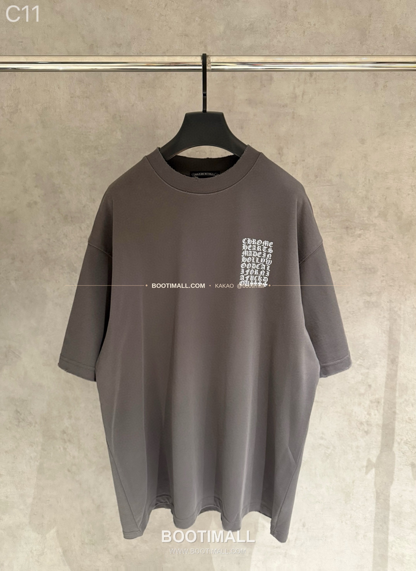 크롬하츠 헤비코튼 프린트 디스트로이드 루즈핏 블랙 반팔 티셔츠 Chrome Hearts Heavy Cotton Printed Distressed Loose Fit Black T-Shirt C11 1